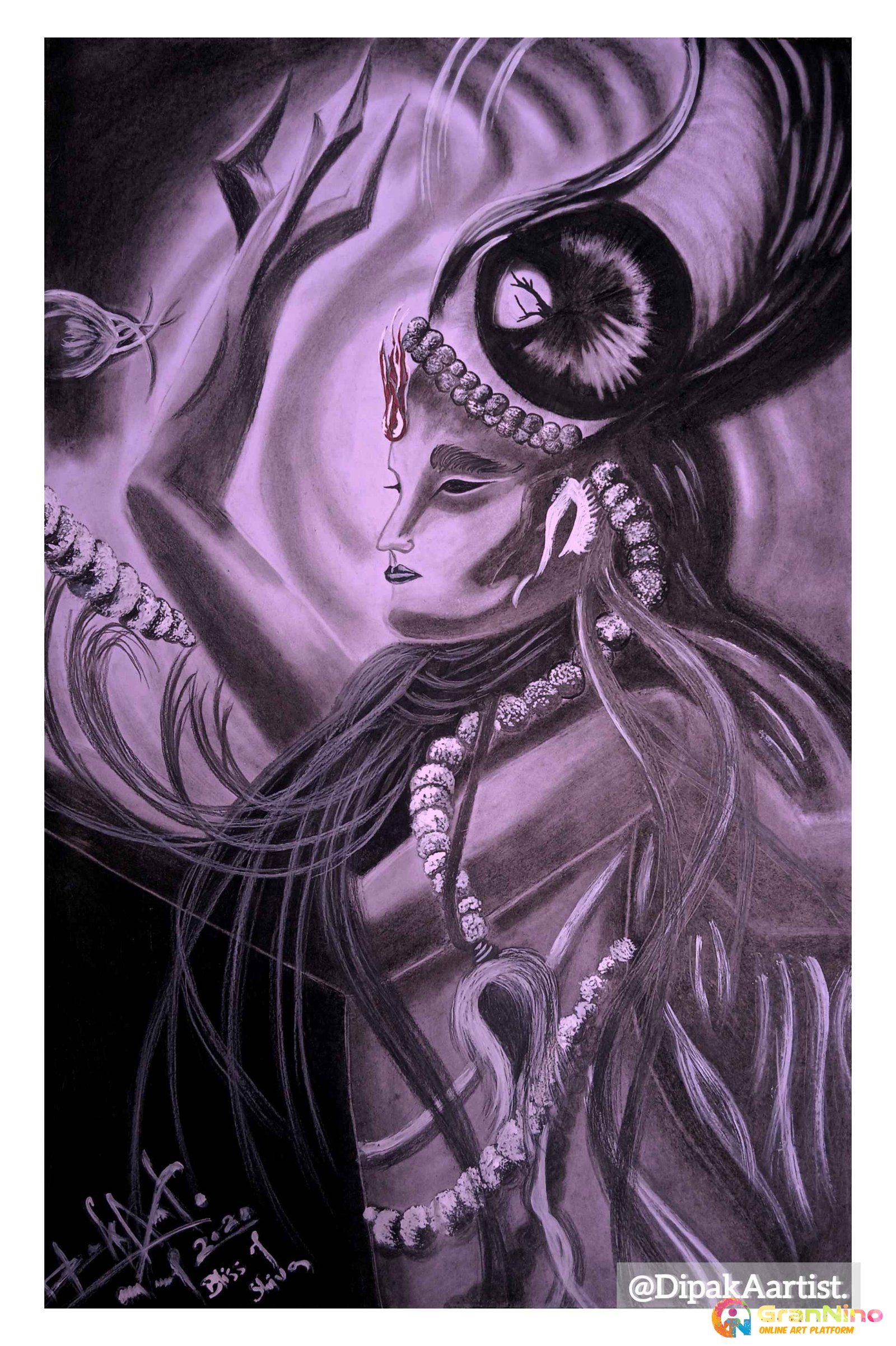 Sati Parvati charcoal drawing  Nehira 
