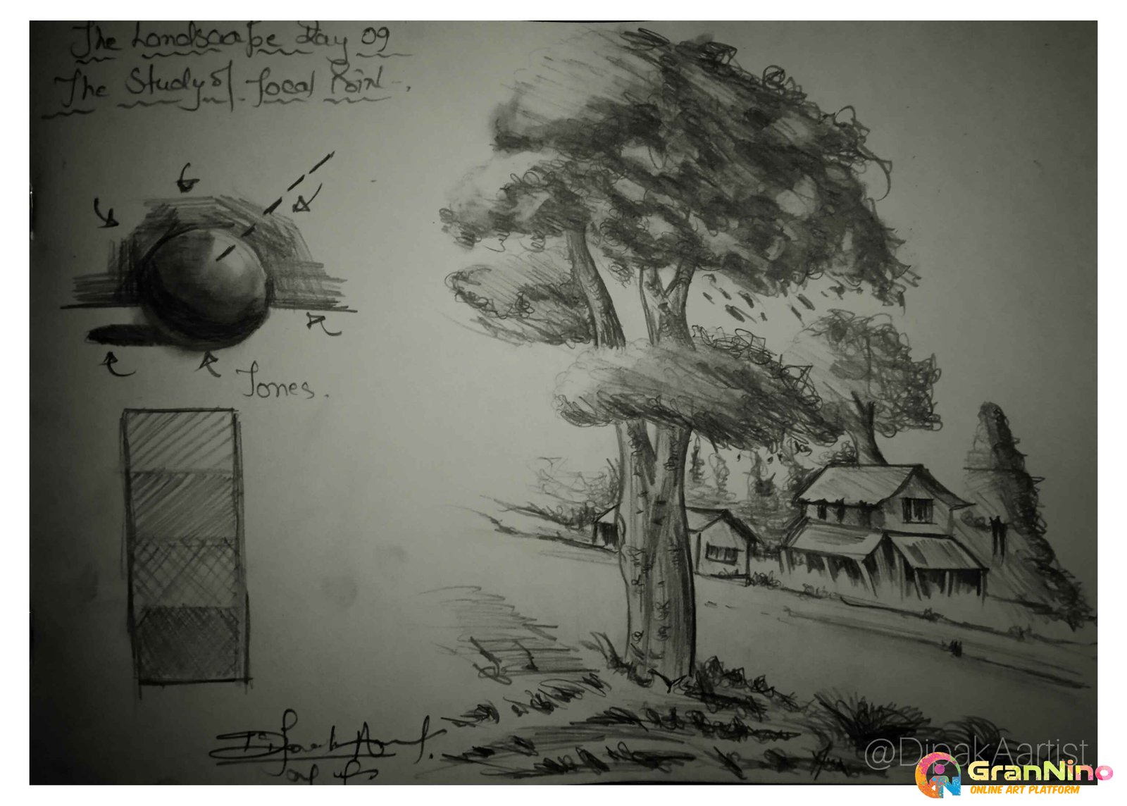 Painting Of The Landscape Day 09 By Dipakaartist In Pencil