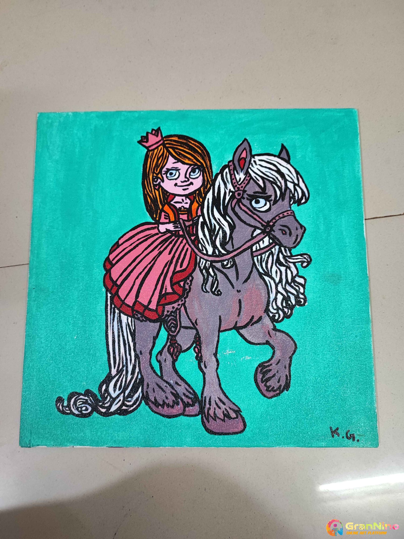 Painting Of Girl On A Horse In Acrylic Painting Size 3030