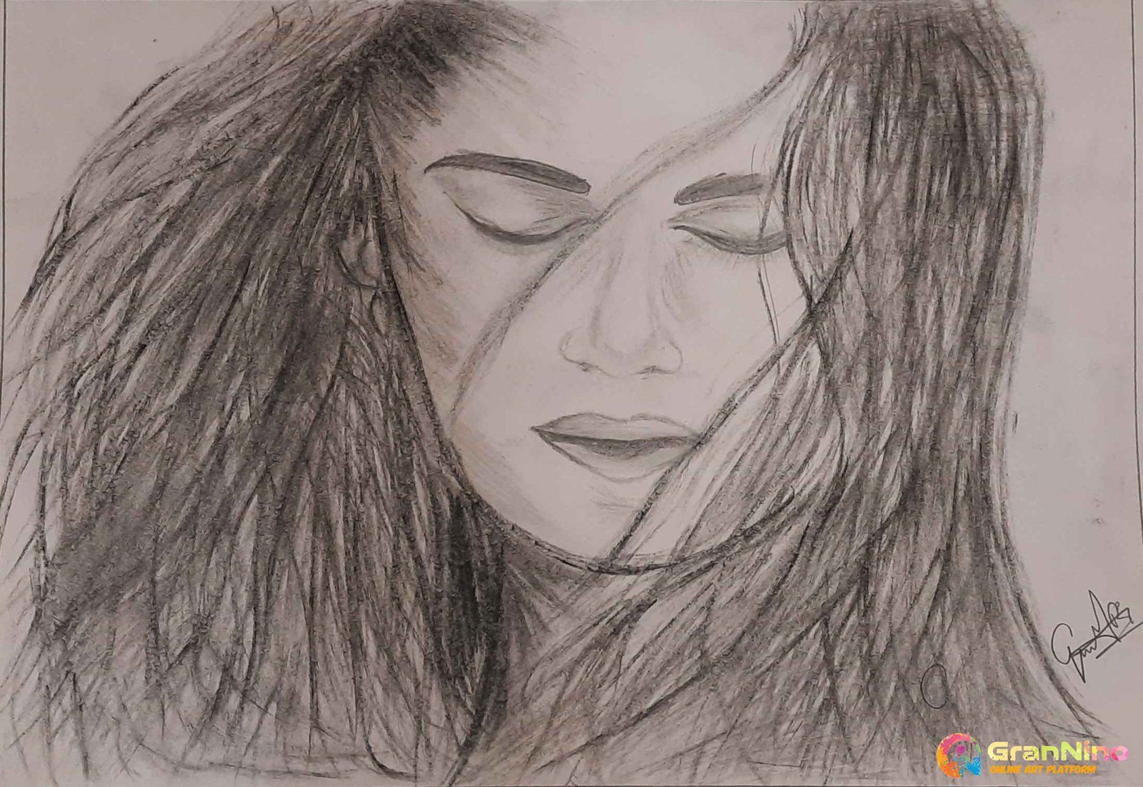Burning In The Fire Of Sorrow A Girl Closing Her Eyes