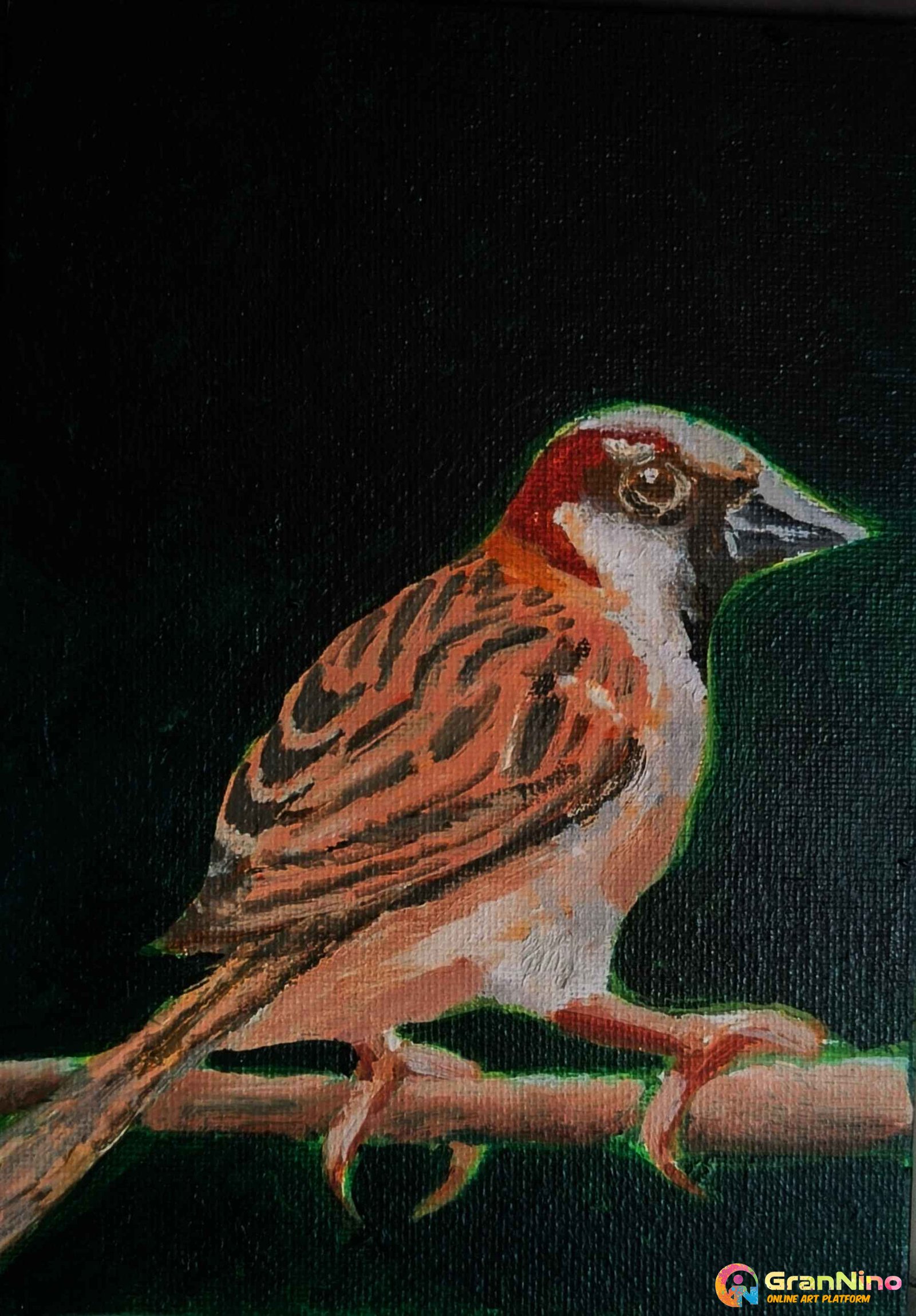 Painting Of Sparrow Canvas Painting By Hm Art Gallery In