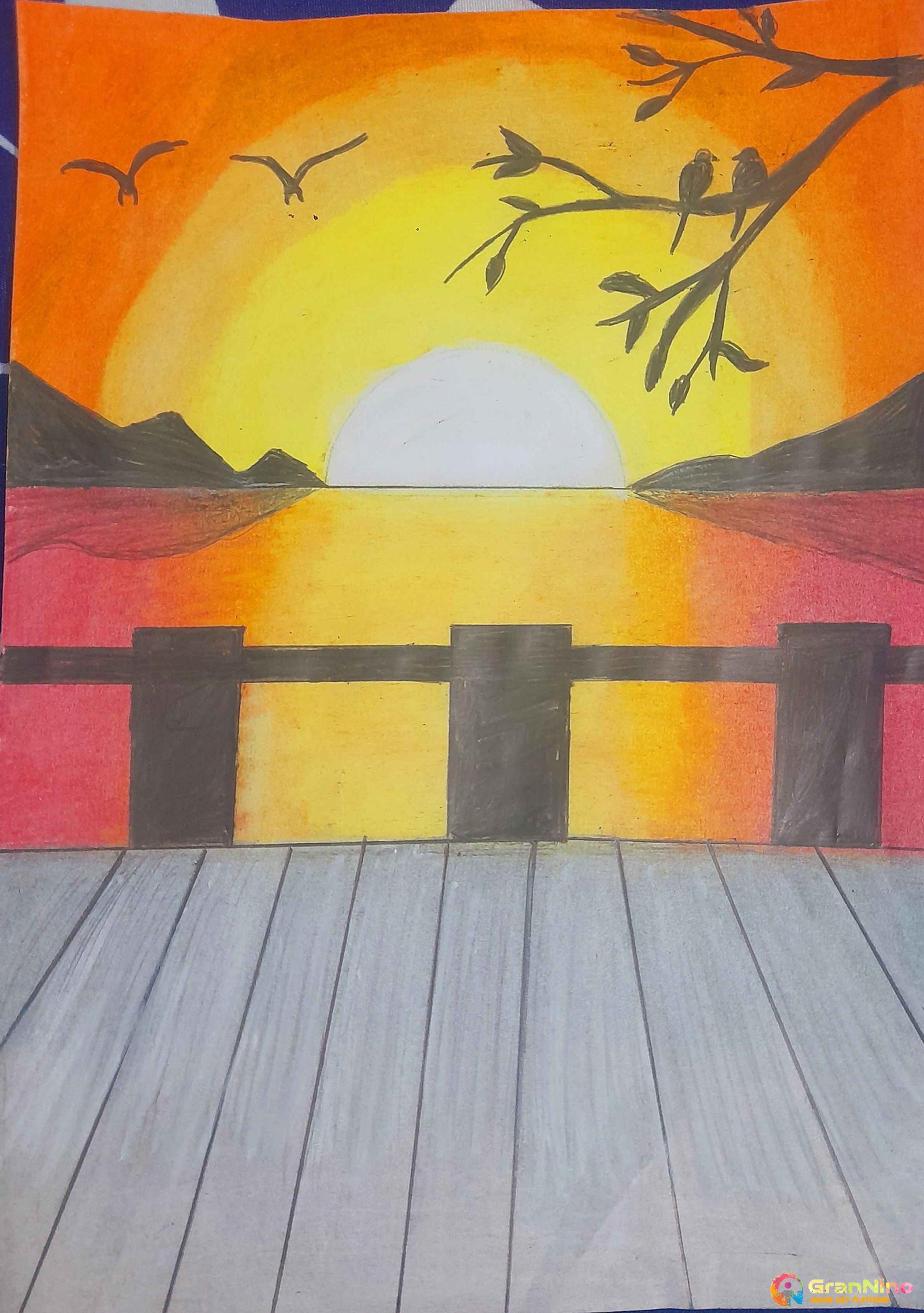 Easy Drawing Beautiful Sunset Scenery With Oil Pastel | How To Draw Easy  Sunset Scenery | Easy scenery drawing, Scenery drawing for kids, Oil pastel drawings  easy