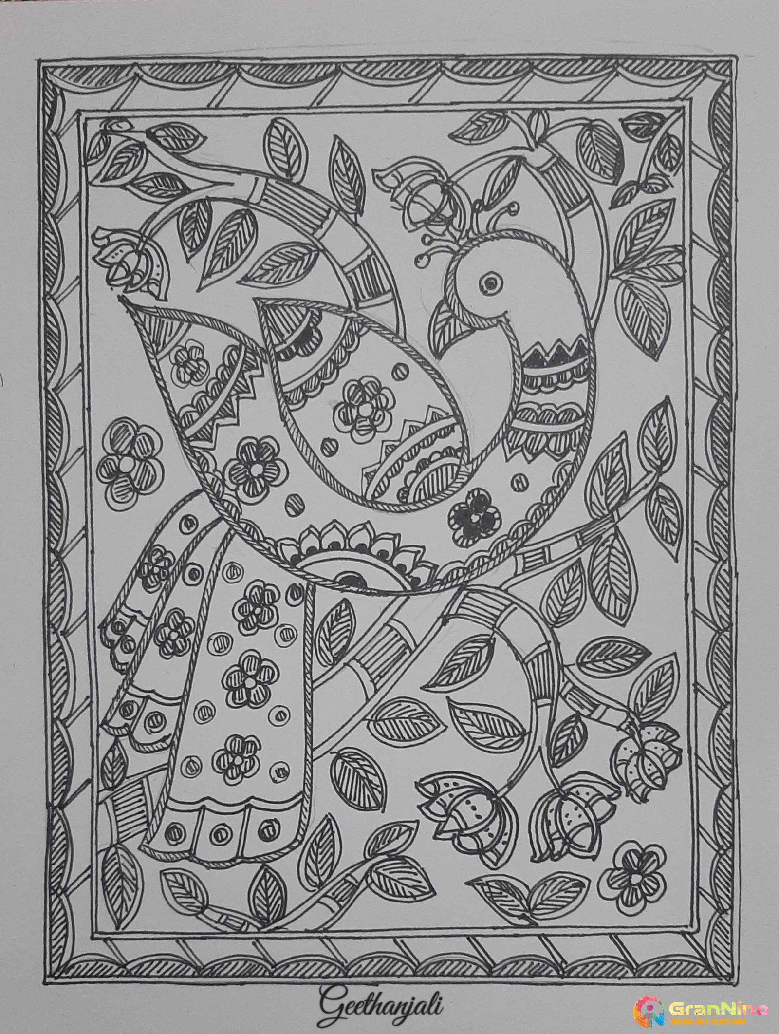  Madhubani Art On Paper A4 Pen On Paper Price 200