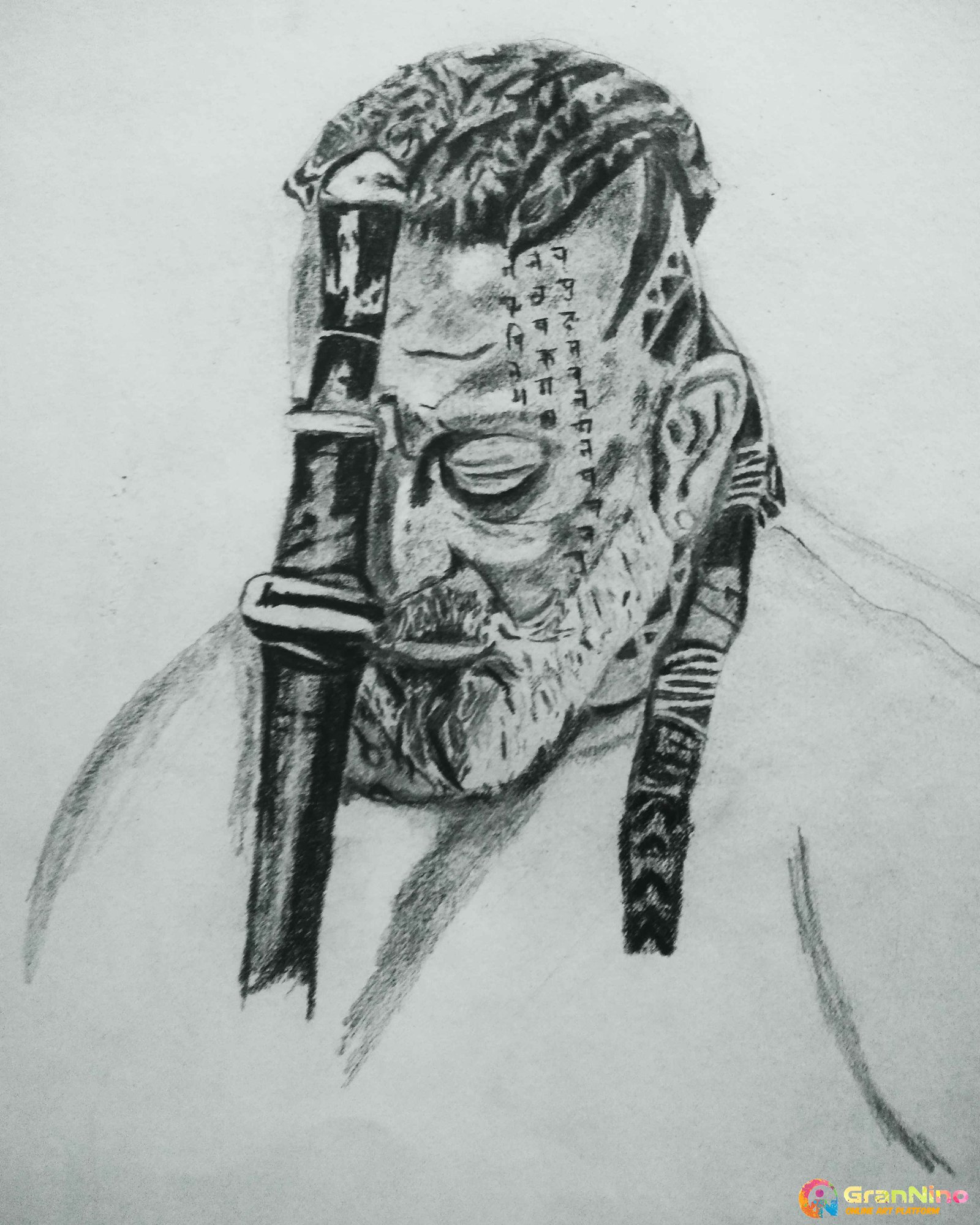 Evocative Depiction Of A Warrior Portrait Sketch