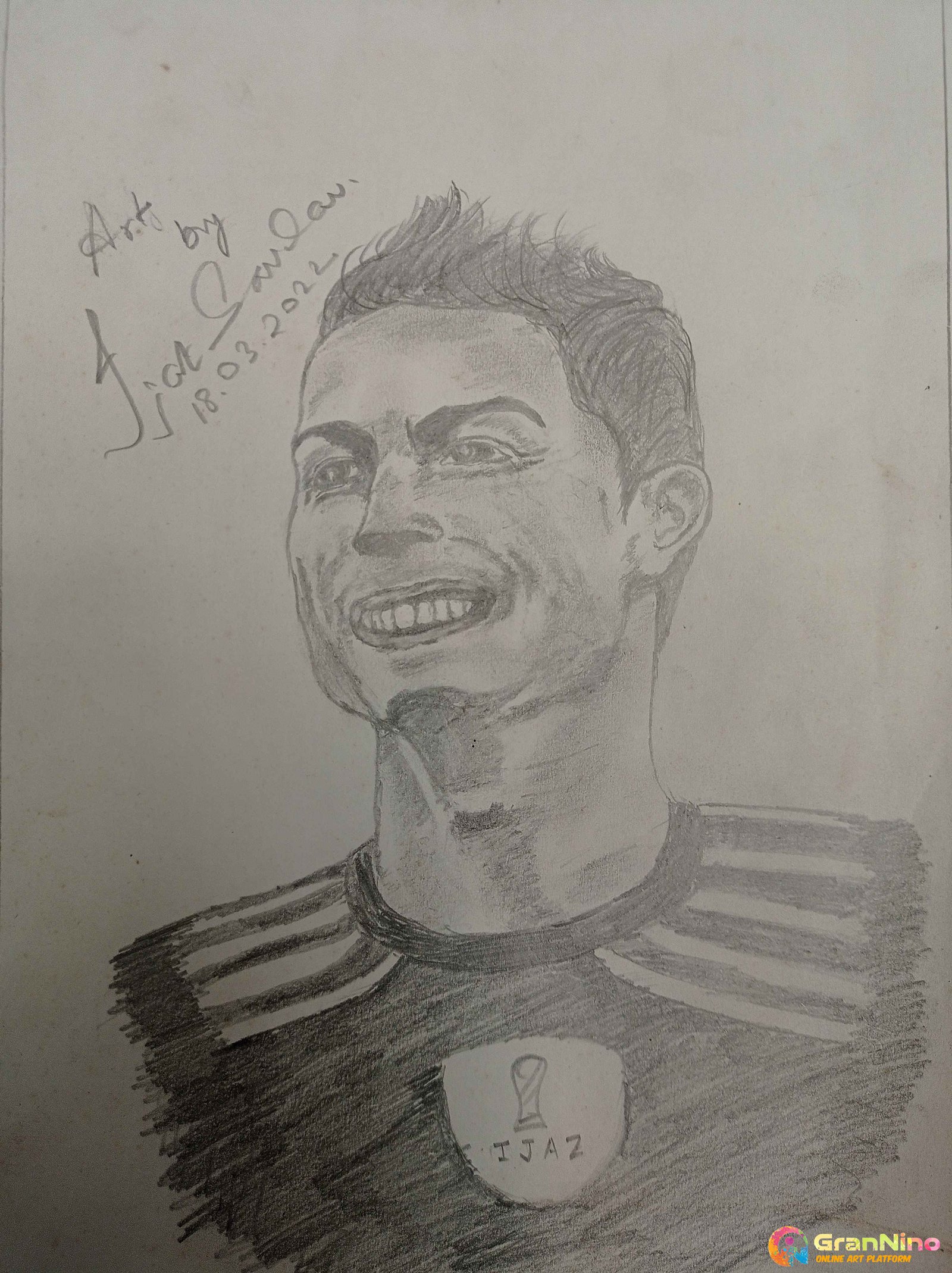 Ronaldo, Pencil Sketch - Arthub.ai