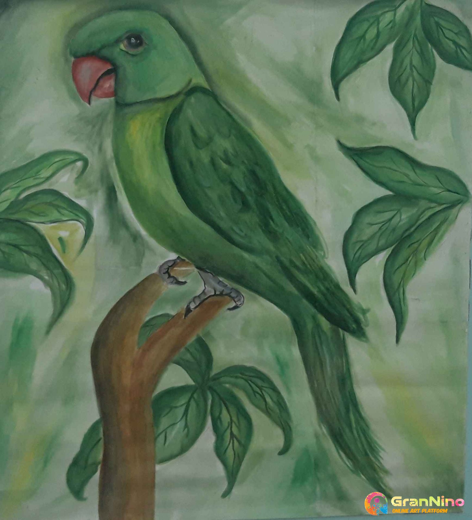 Painting Of Parrot Painting In Watercolor Size 120120cm Sq