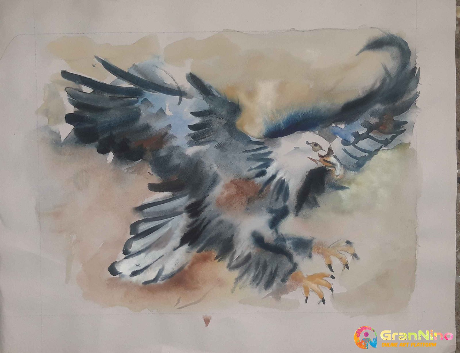 Painting Of Eagle Painting In Watercolor Size 4030 Sq Cm