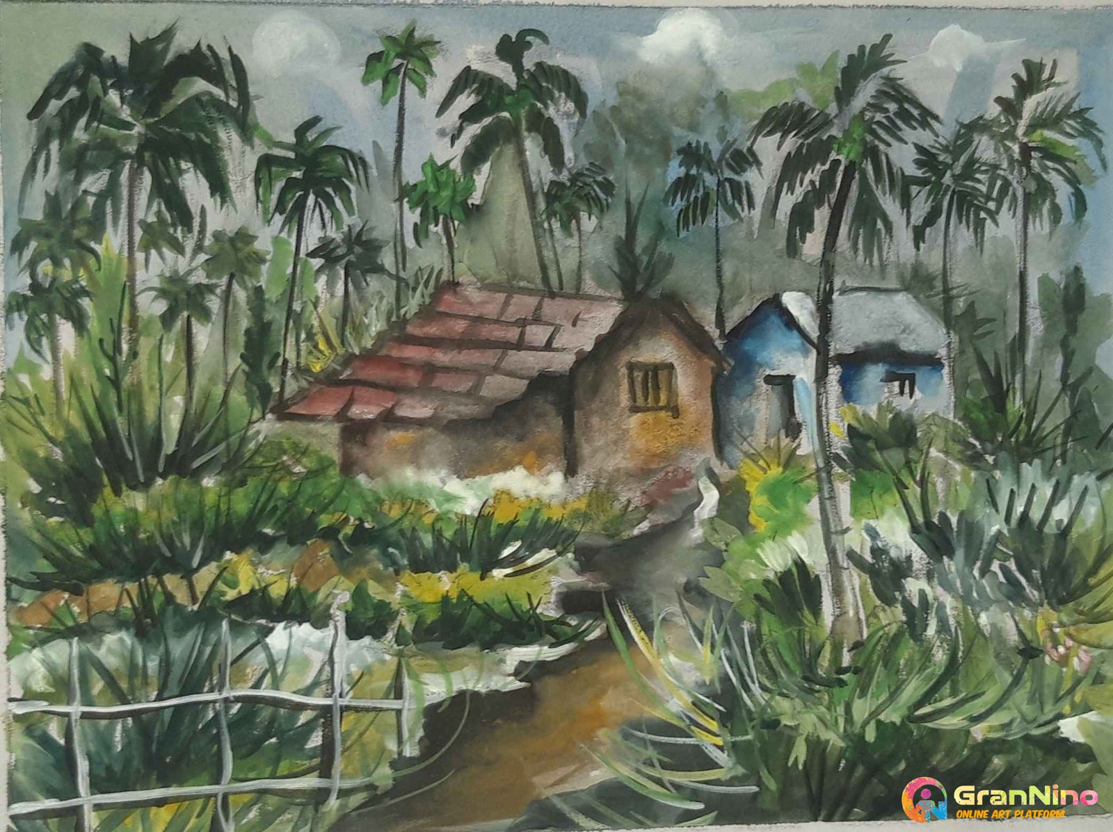 Painting Of Landscape In Watercolor Size 3030 Cm Sq Cm