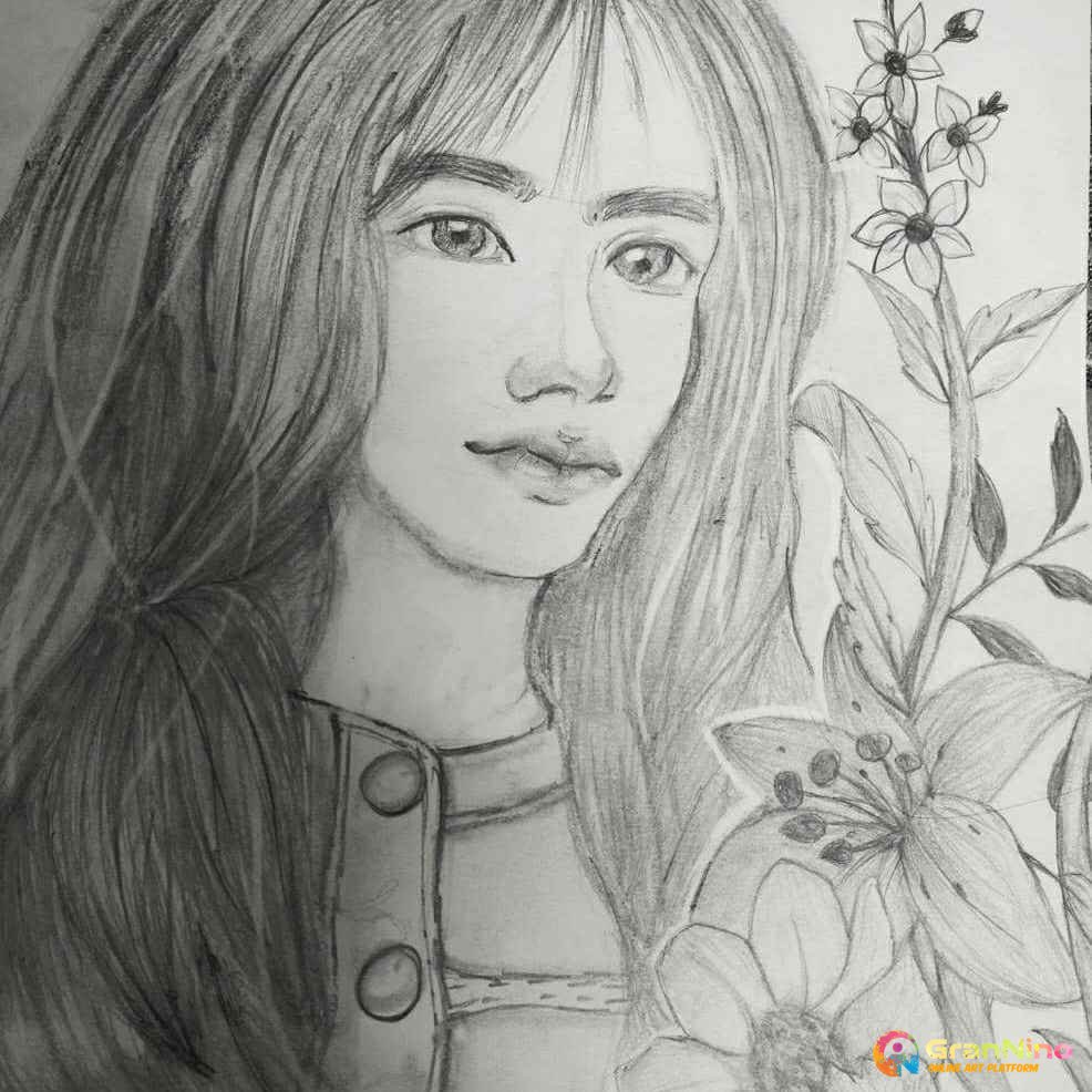 Pencil Sketch of a girl Painting by Jagadeesh Sharma - Pixels