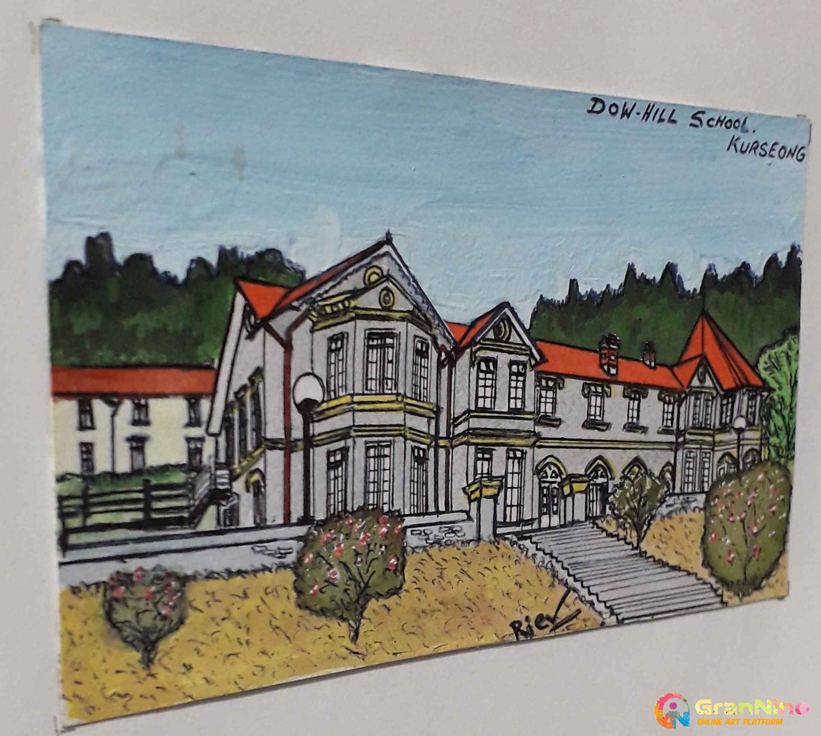 Painting Of The Dow Hill School Kurseong In Ink And