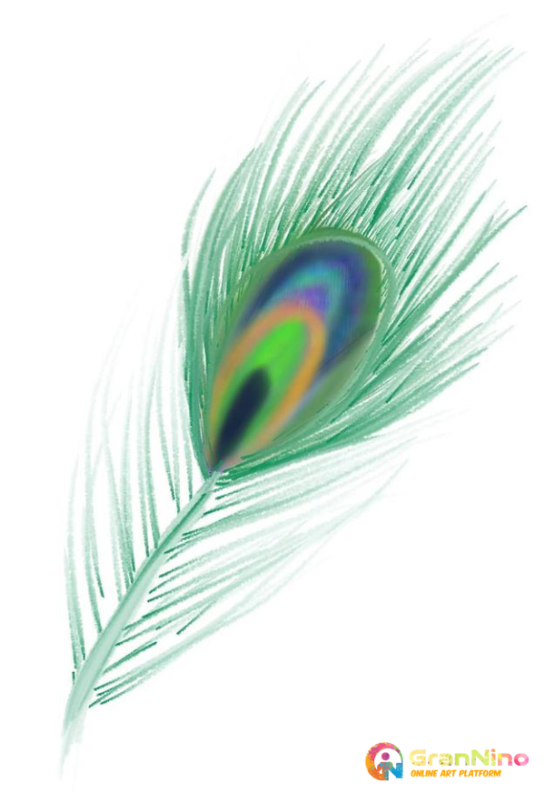 Painting Of Peacock Feather In Digital Art Size 361kb Sq