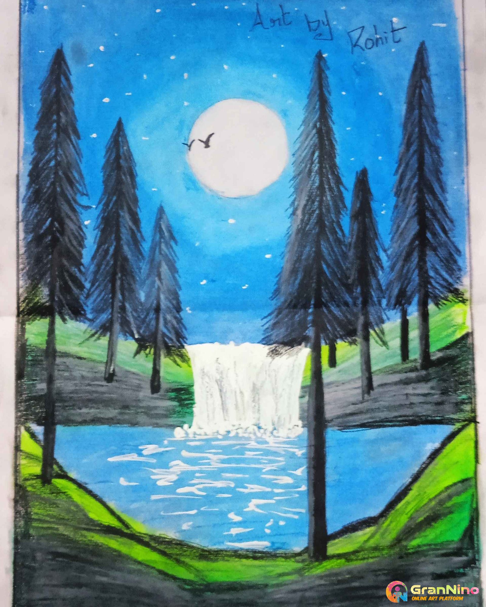 Artsmita - Couple Moonlight scenery drawing with oil... | Facebook