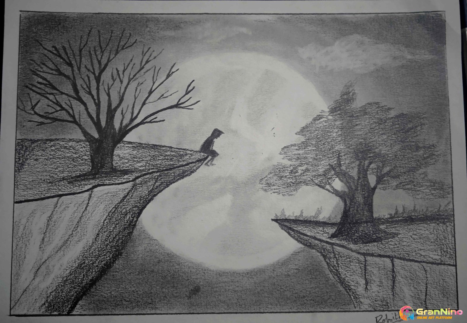 How to Draw Moonlight Night with pencil step by step, Pencil Drawing for  Beginners - YouTube