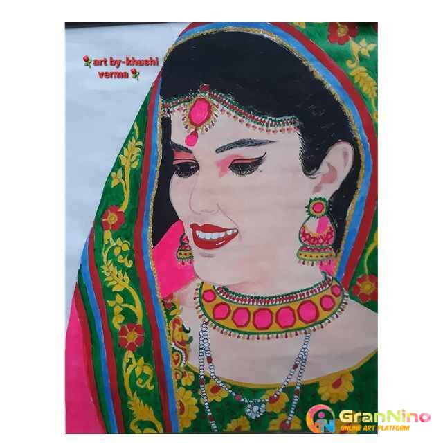 Painting Of Indian Women In Make On The Chart Paper Size