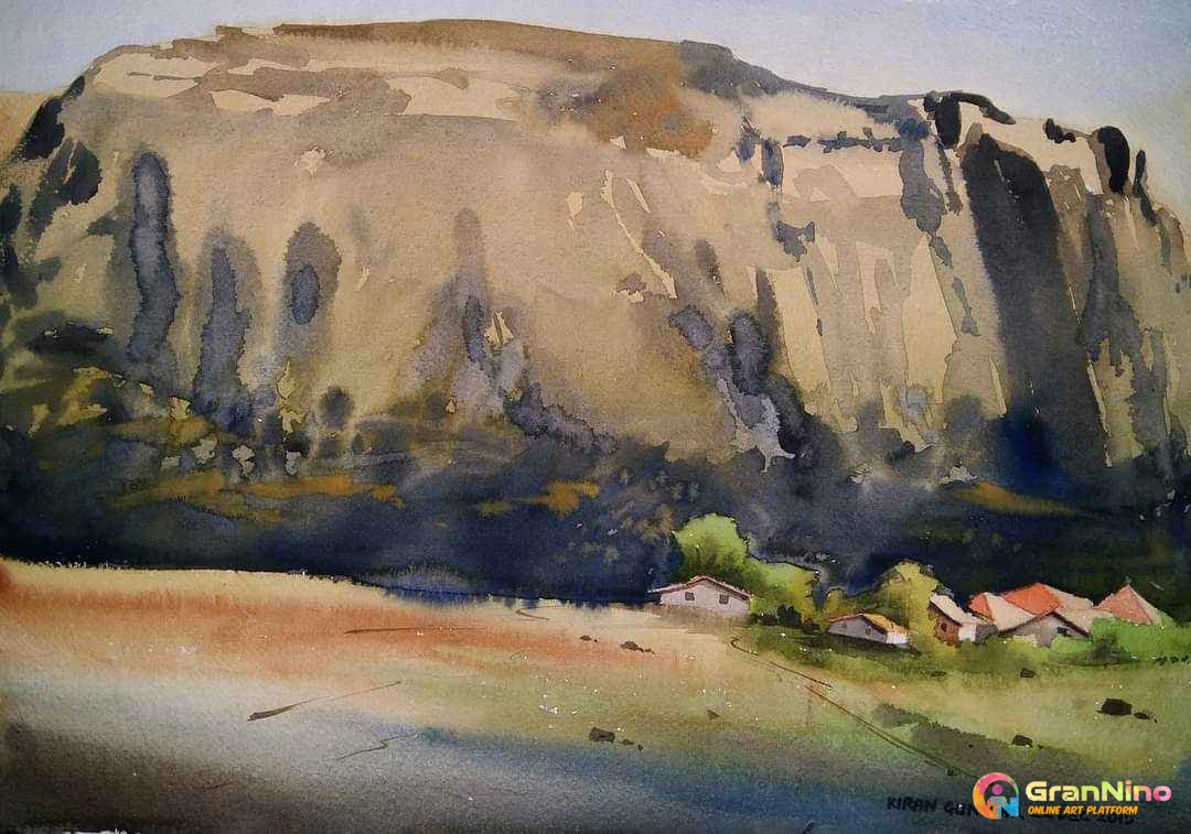 Watercolour On Paper It Is A Landscape Painting Done In