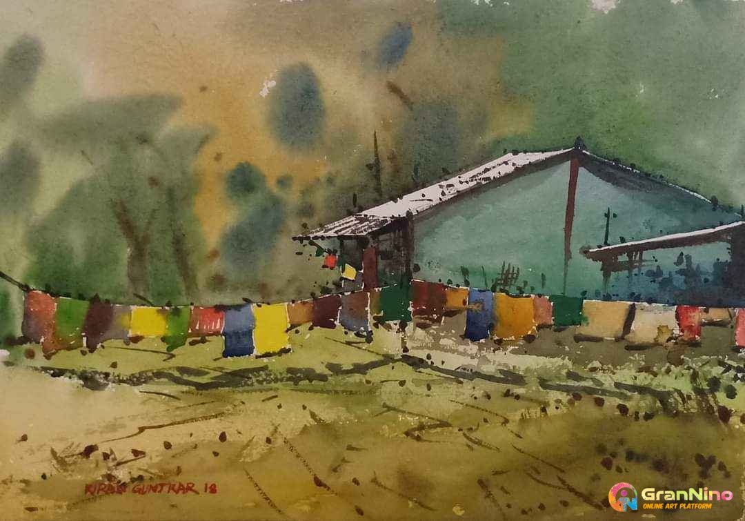 Watercolour On Paper It Is A Landscape Painting Done In