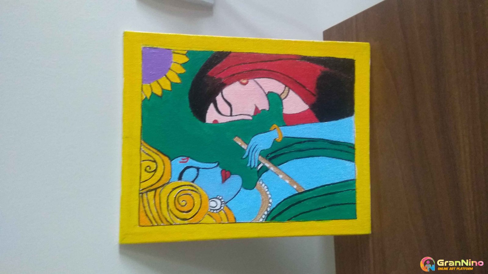 Krishna Playing Flute With Radha