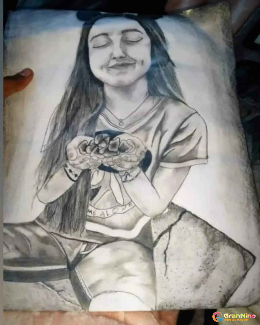 Painting Of A Girl With Rose Chill In Garden In Whats Aap