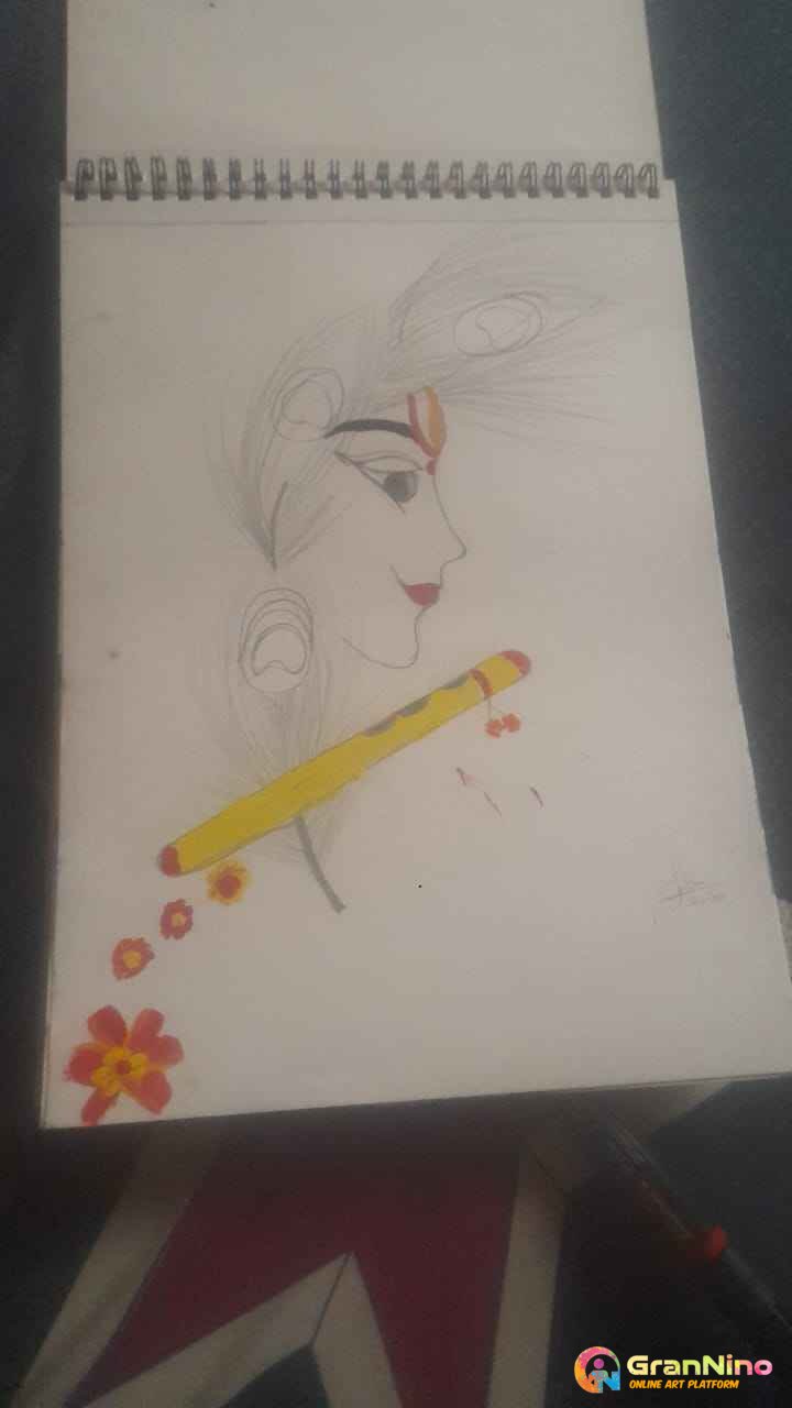 Morpankh Shree Krishna For Kids Drawing