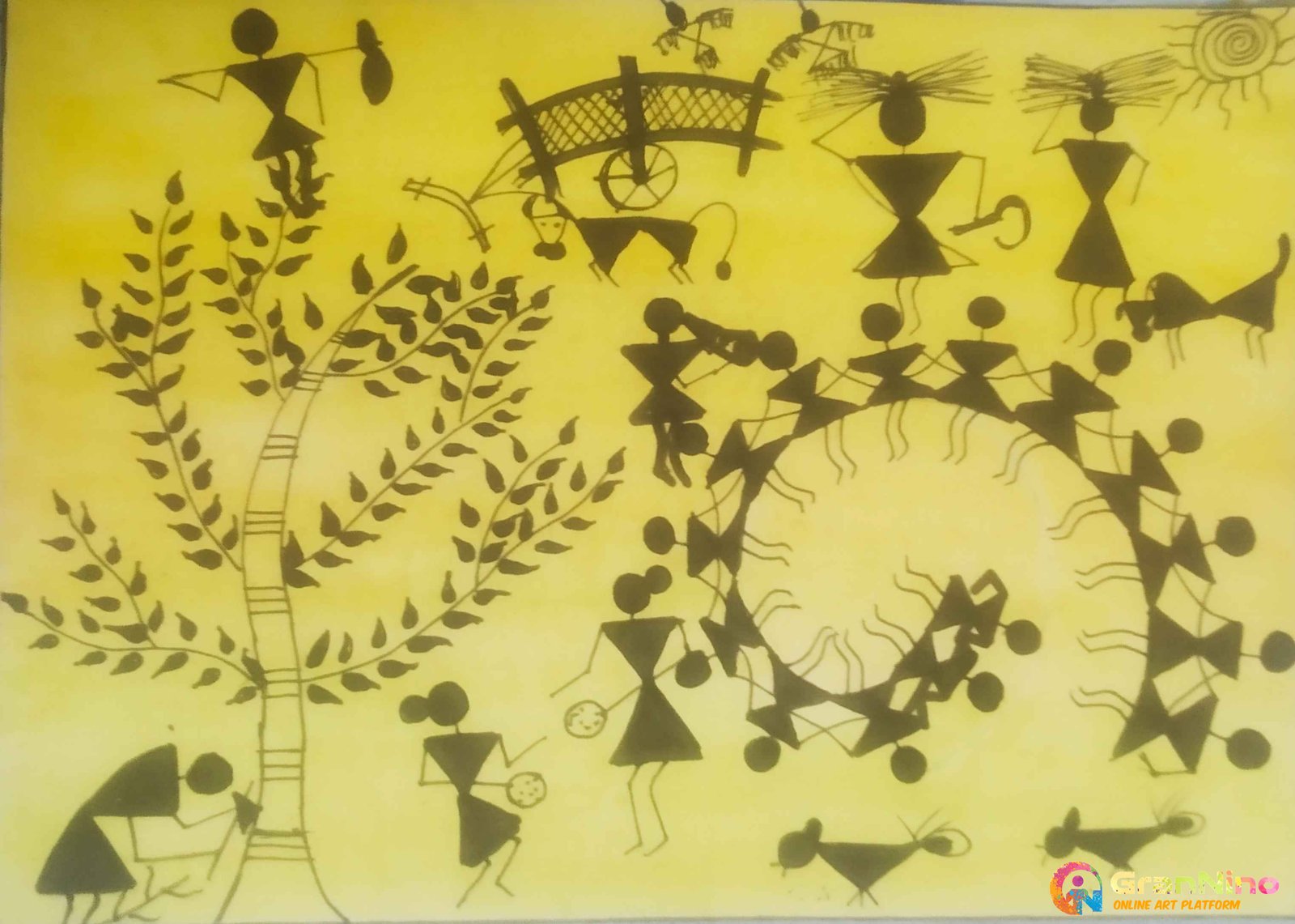 Cultural Manifestation Depicting Indian Tribal Life Through Warli Art