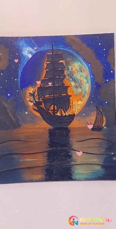 Voyage To The Stars Ship Navigating To Cosmic Galaxy