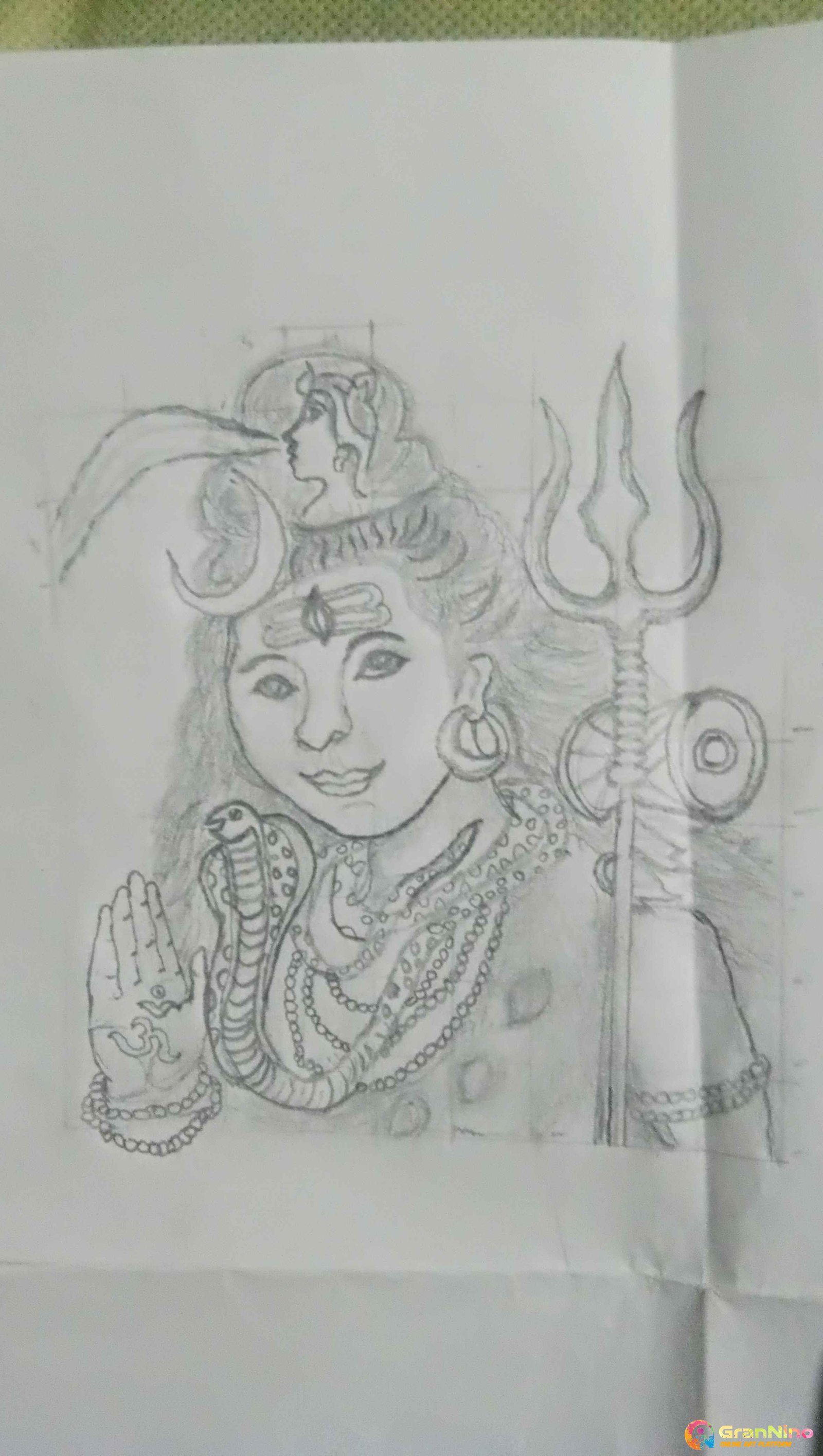 Brilliant Pencil Sketch Of Lord Shiva | DesiPainters.com