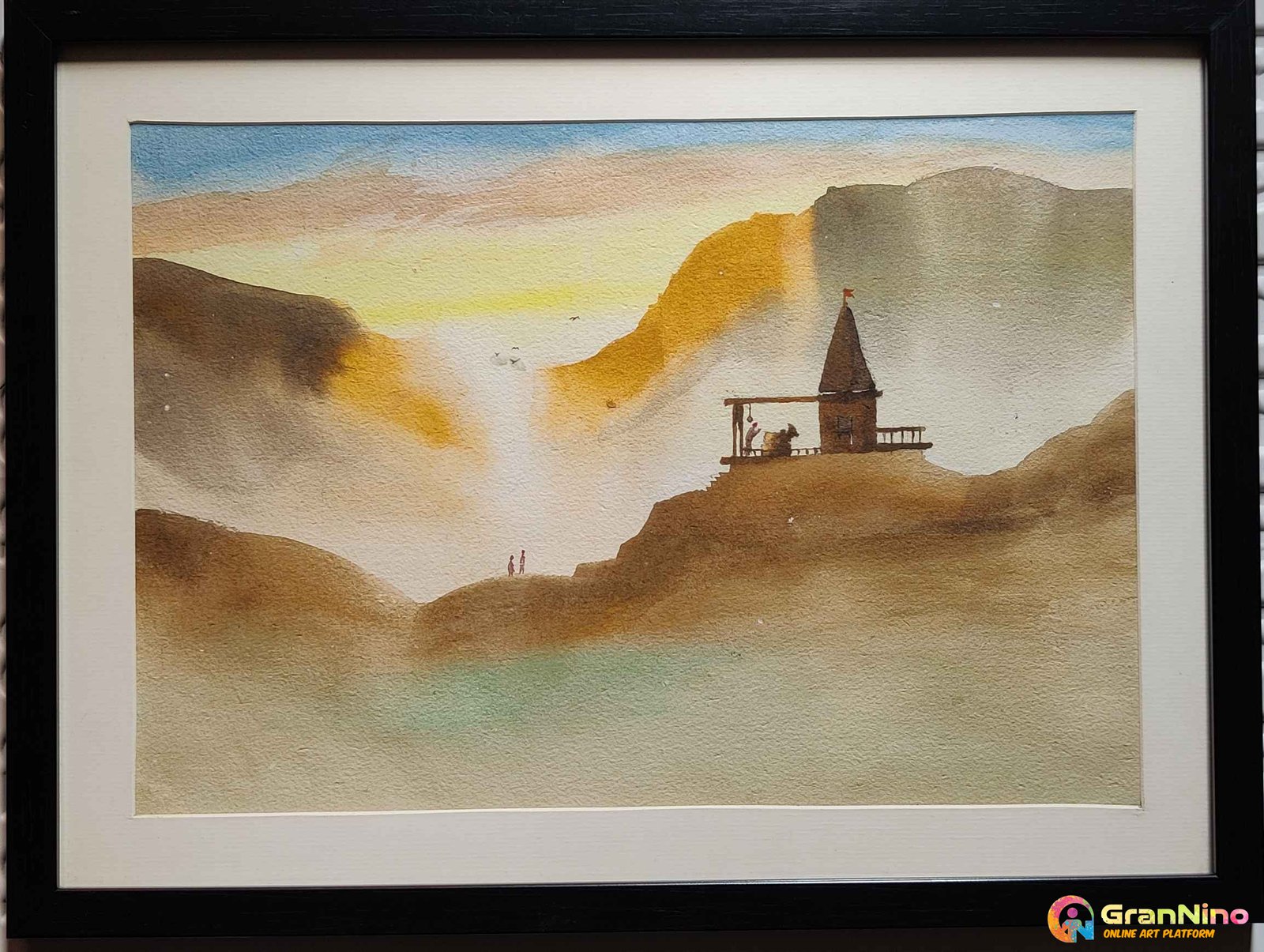 Painting Of Morning Prayer In Watercolor Size 30405 Sq Cm