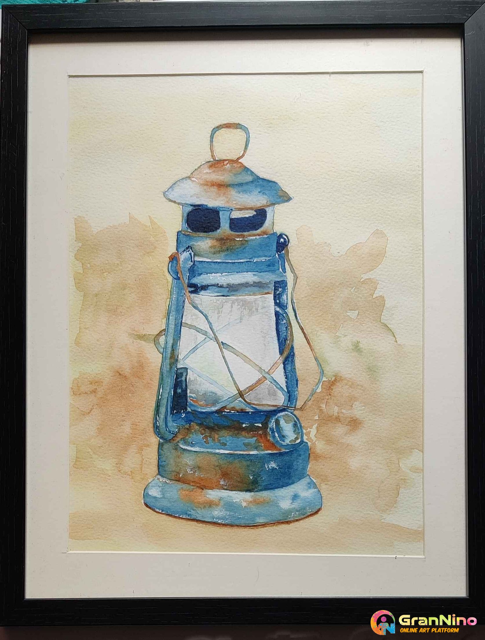 Painting Of Old Lantern In Watercolor Size Height 3628