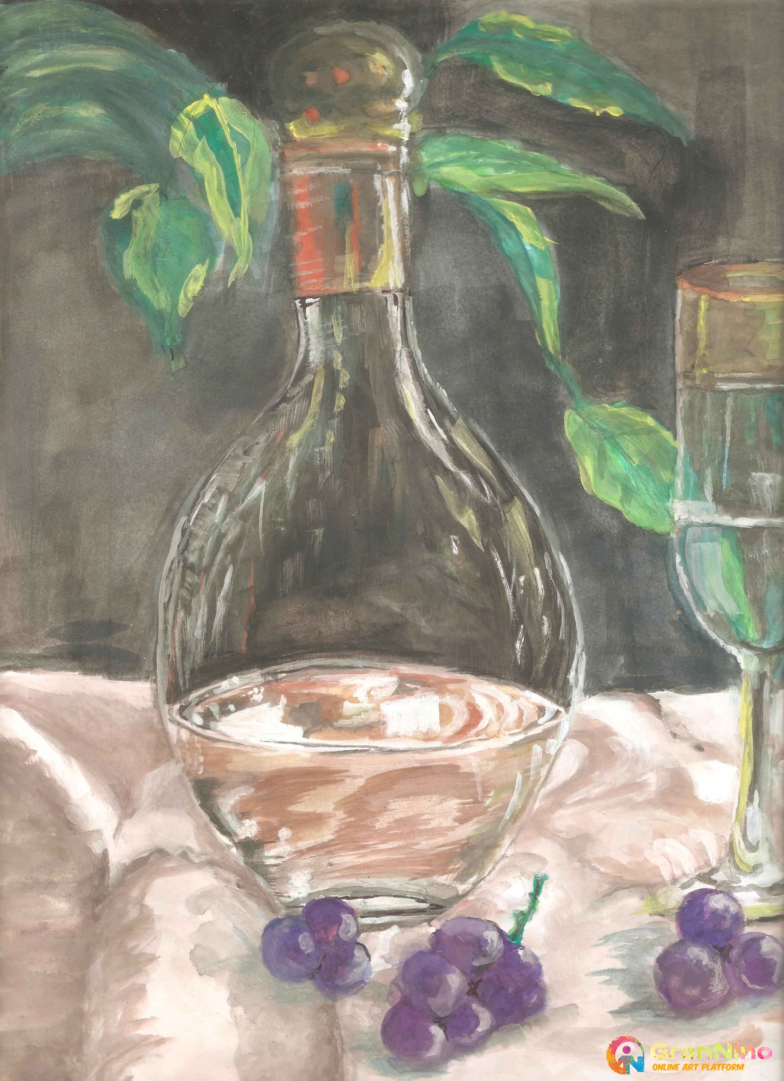 Title Wine Bottle 2017 Water Color On A3paper
