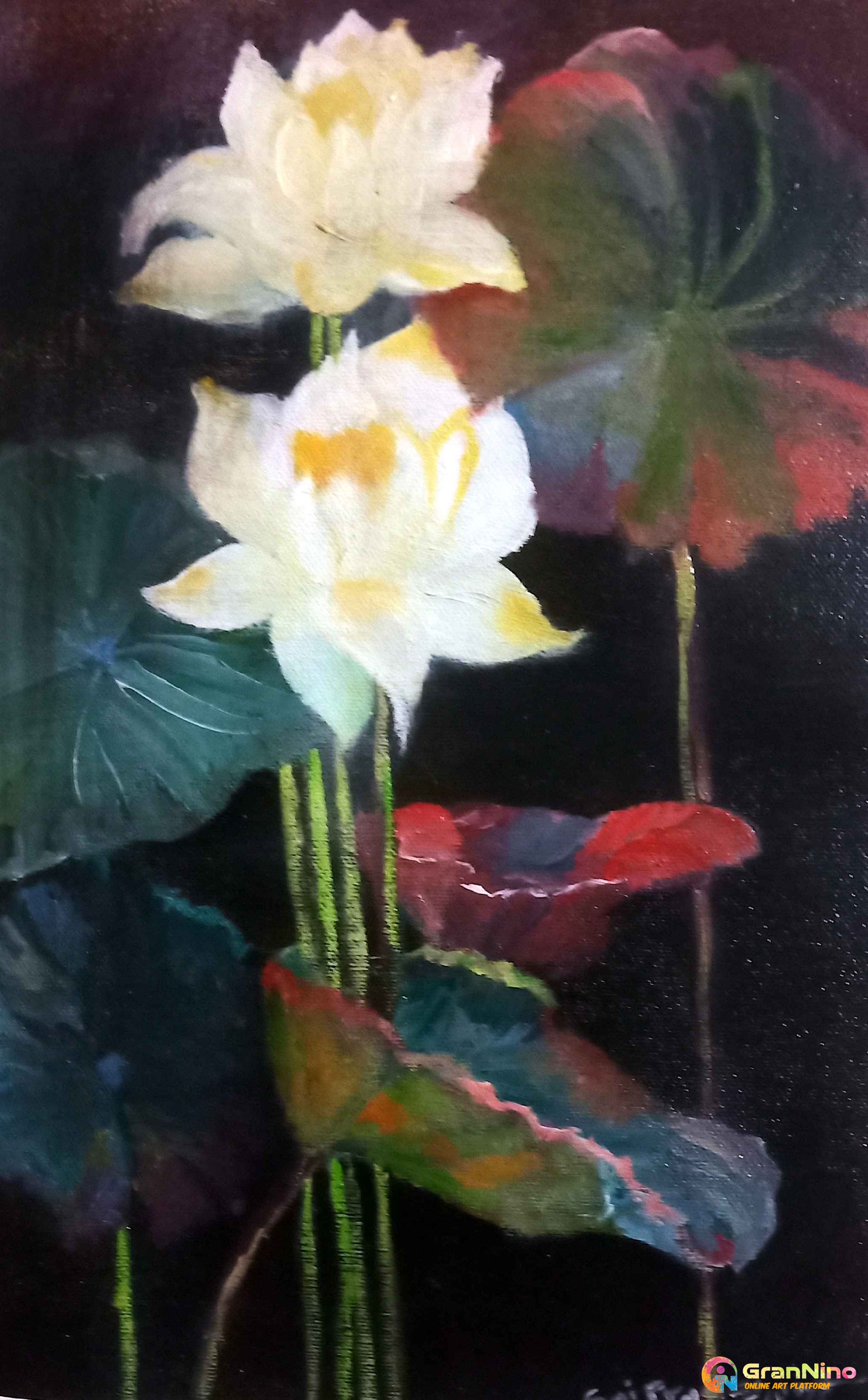 Title Water Lilly 1 Oil On Canvas 2019 W 15x H 20 Inches