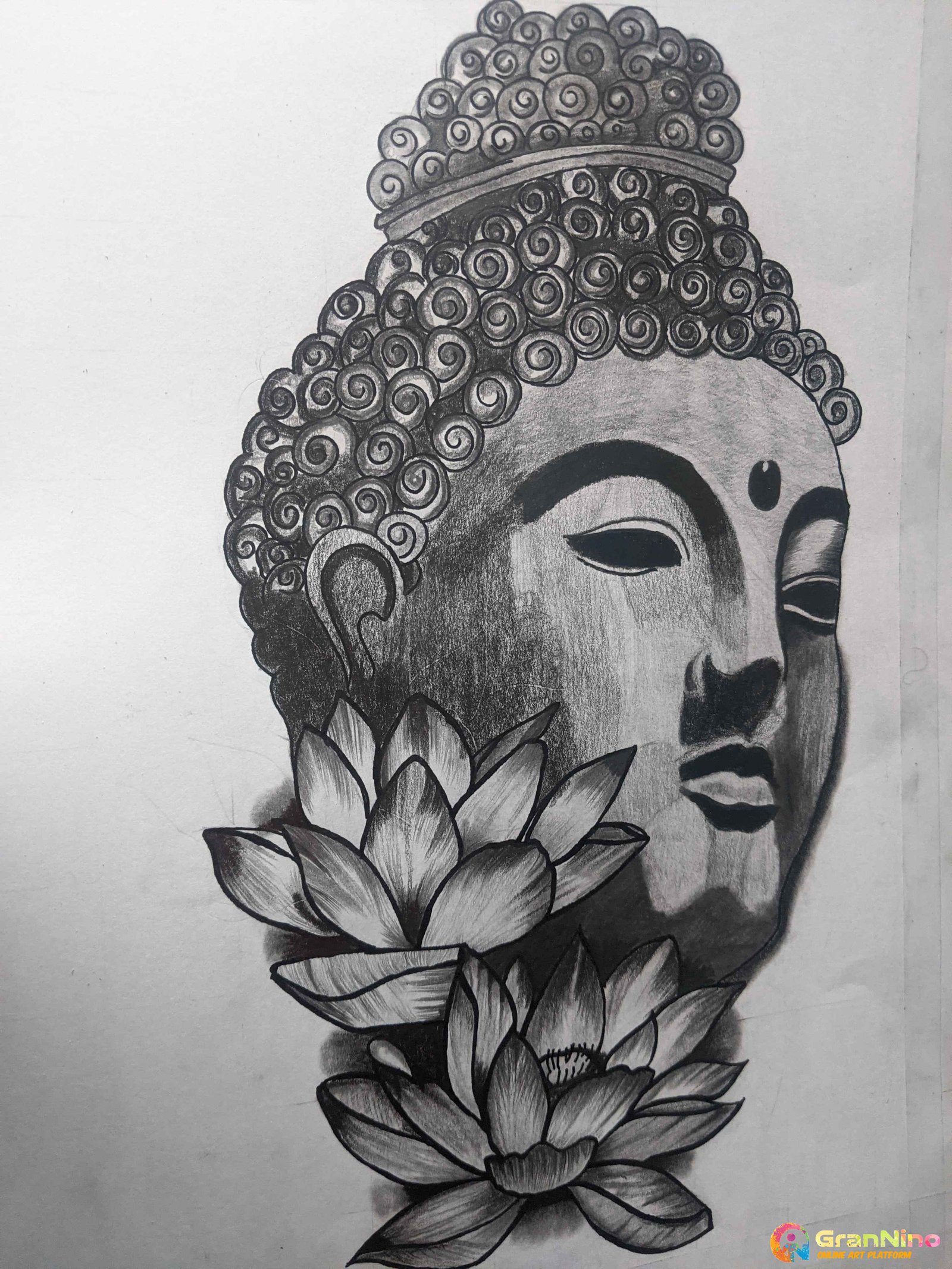 Drawing of a Buddha statue stock vector. Illustration of buddha - 79852821