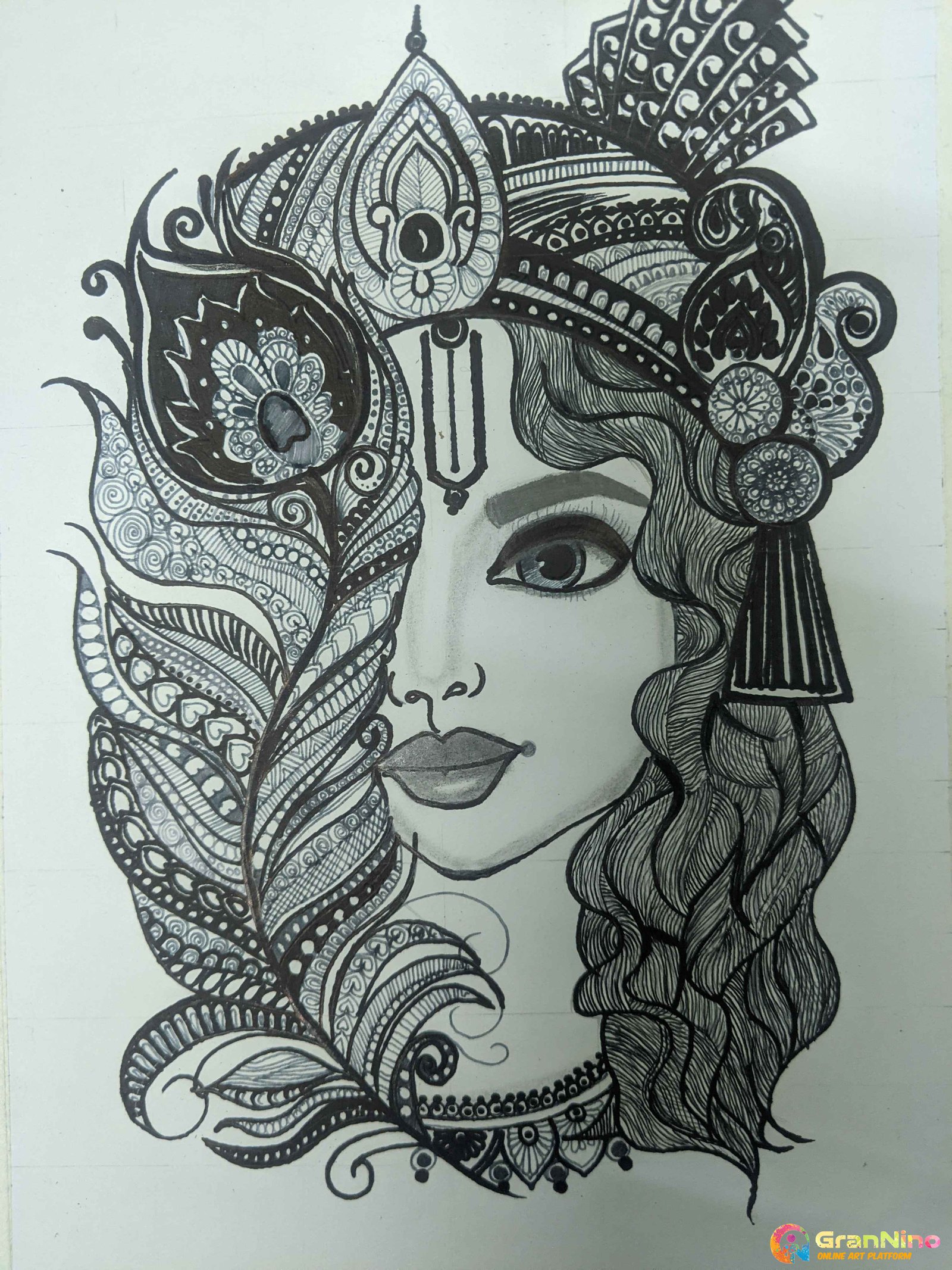 Sketch of Lord Krishna and Goddess Radha Outline Editable Illustration  Stock Vector - Illustration of element, editable: 225083402