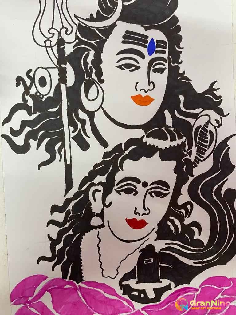 Maha Shivratri Drawing / Very Easy, How to Draw Shiva / Drawing of Mahadev  - YouTube