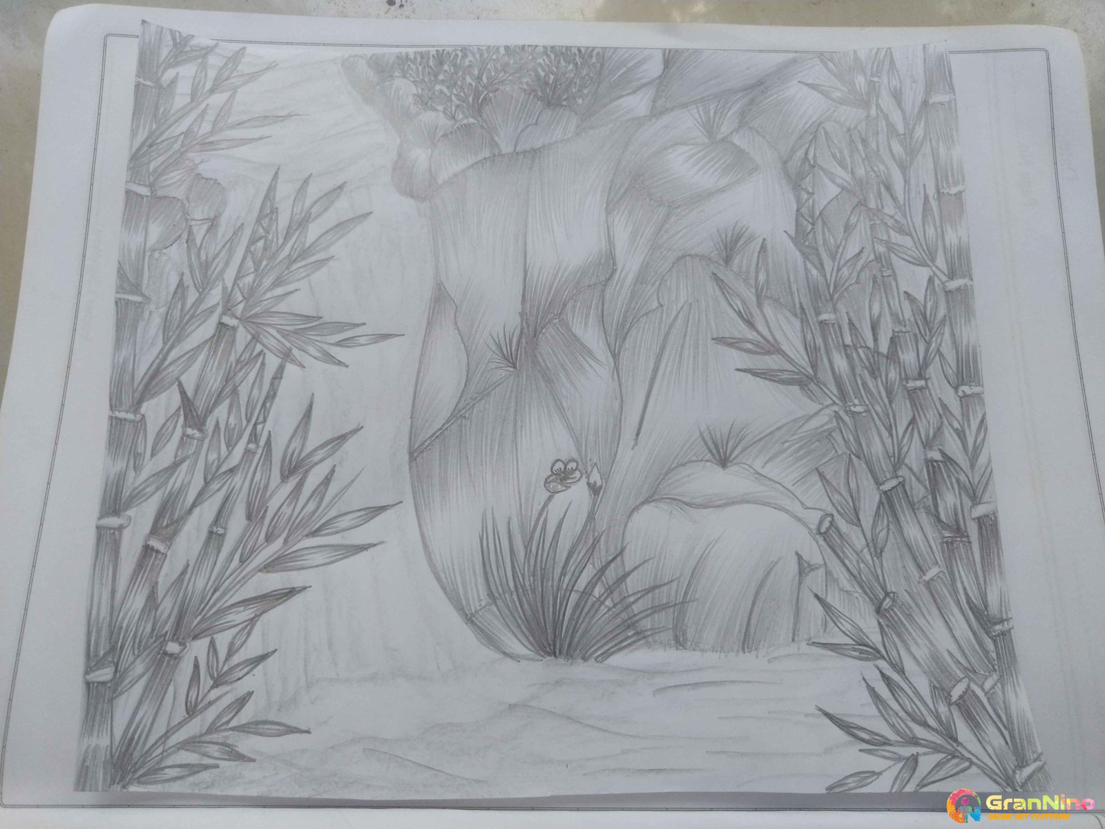 Pencil Drawing: Autumn Waterfall - Bellaelysium