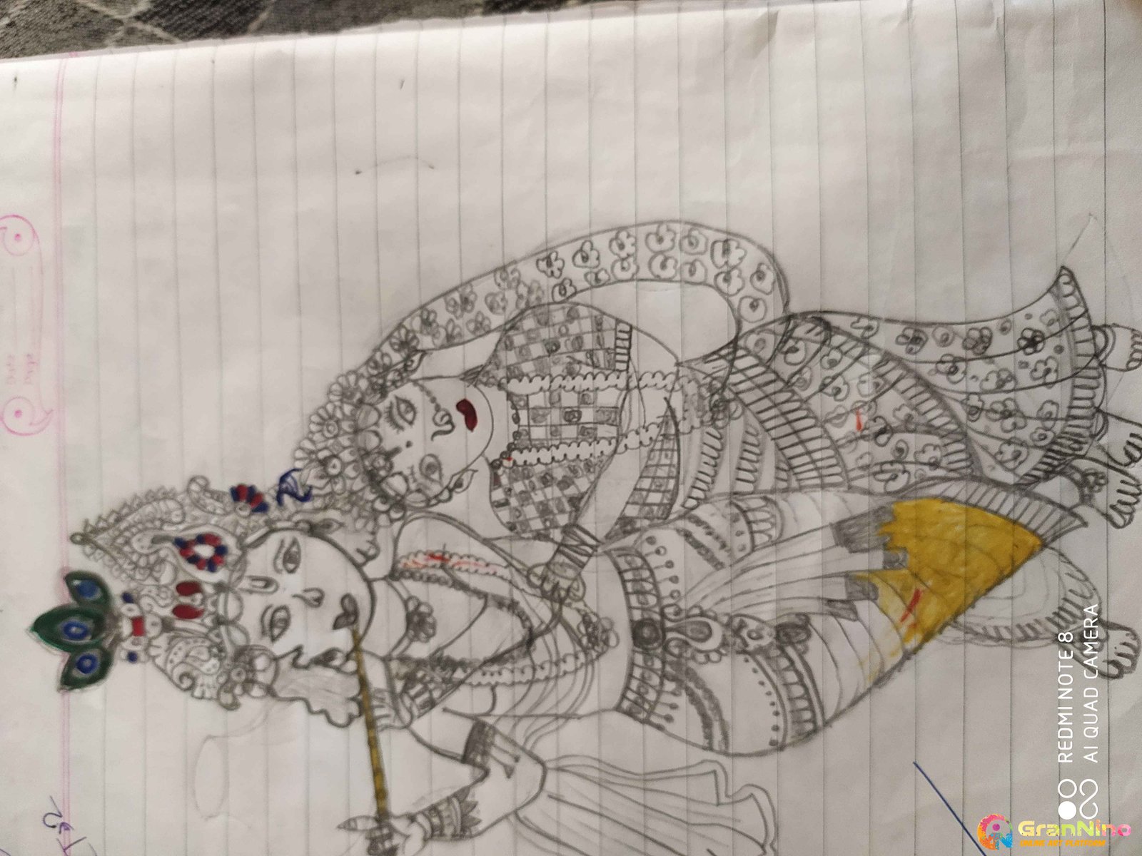 Great Pencil Sketch Of Lord Krishna By Bhavesh S Mane - Desi Painters