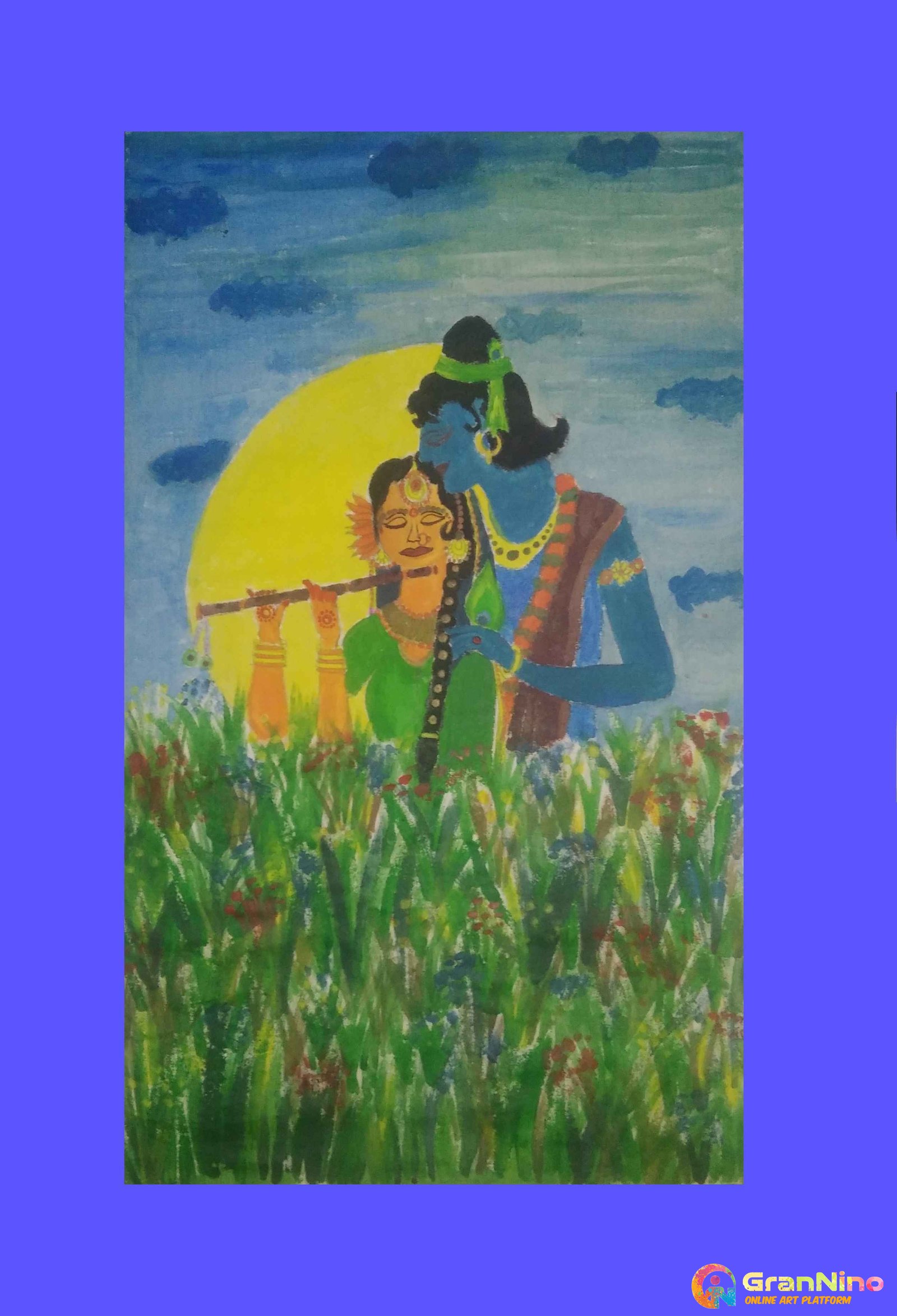 Shree Radha Krishna Cloth Painting