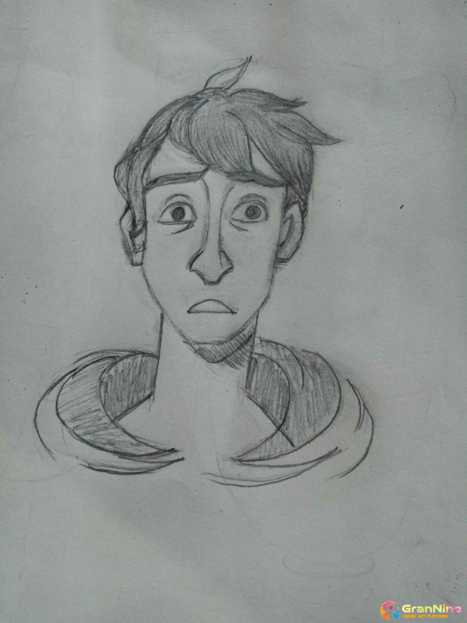 Pencil sketch of Korean boy by Mohib Khurram at Coroflotcom