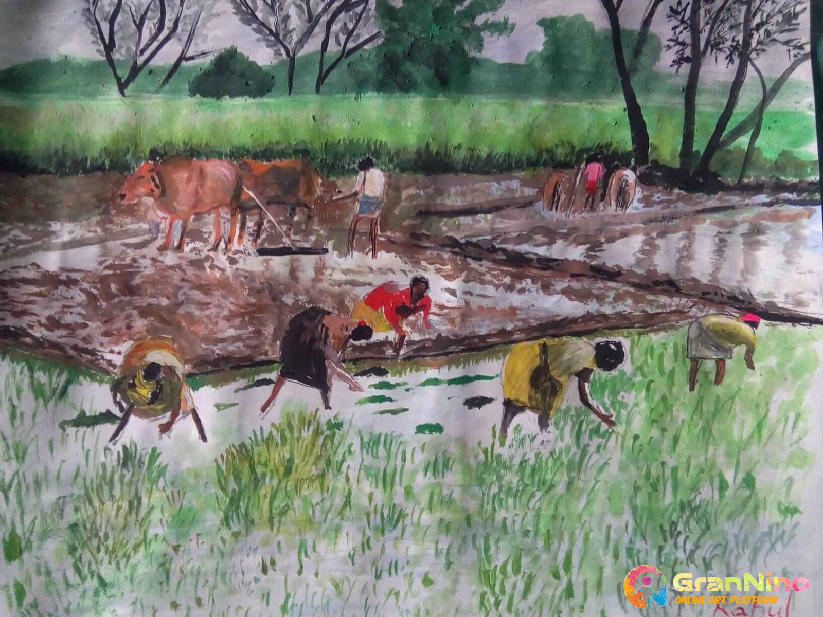 Paddy fields in Kerala, India, watercolour, A4 : r/Watercolor