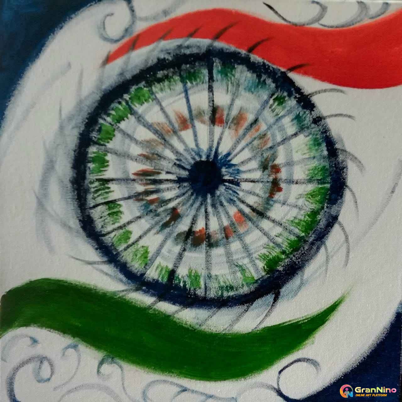 Painting Of The Eye Of The Ashaka Chakra In Acrylic