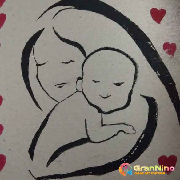 Mom Love And Its A Water Colour Painting And Very Simple