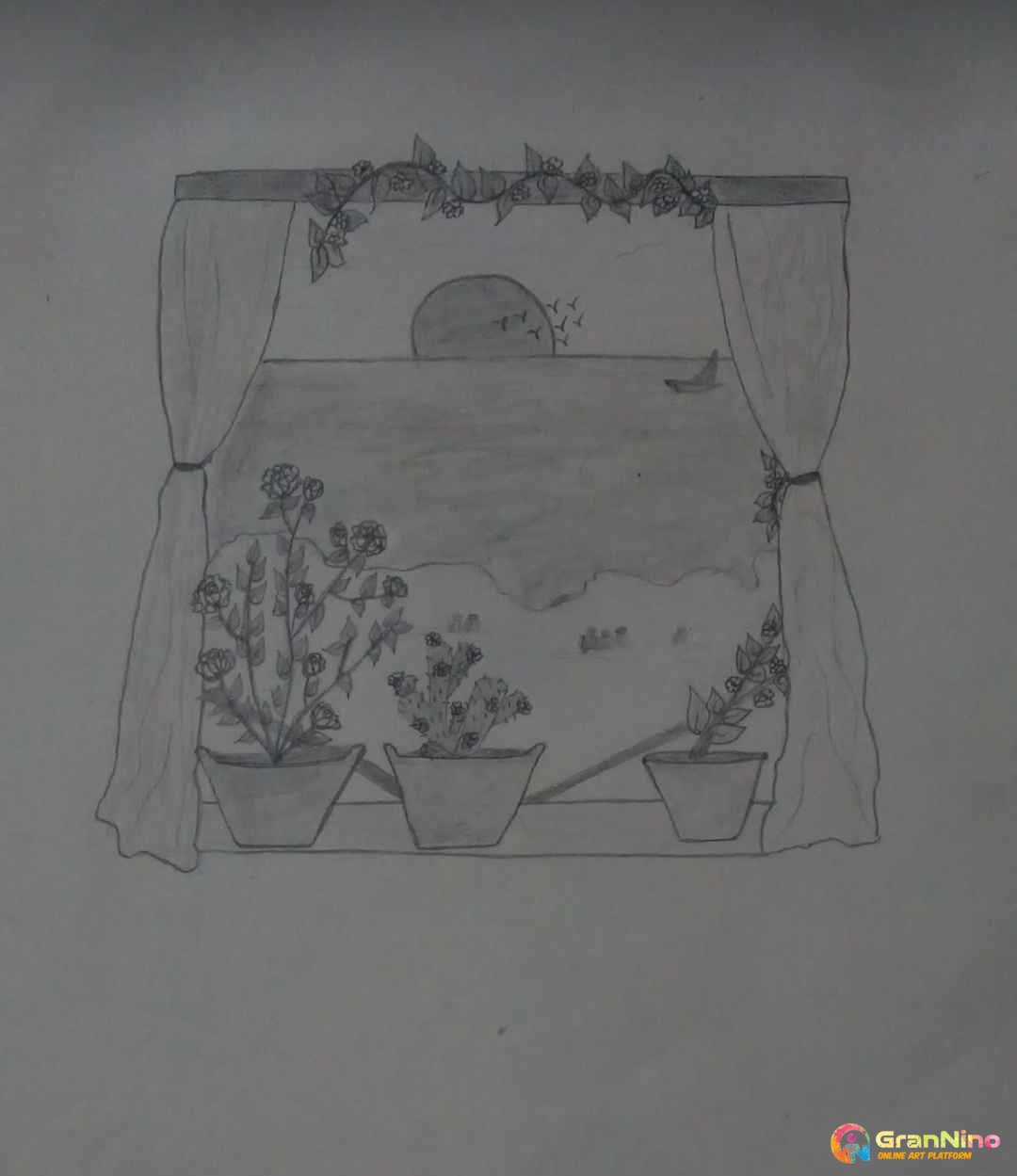 window pencil drawing