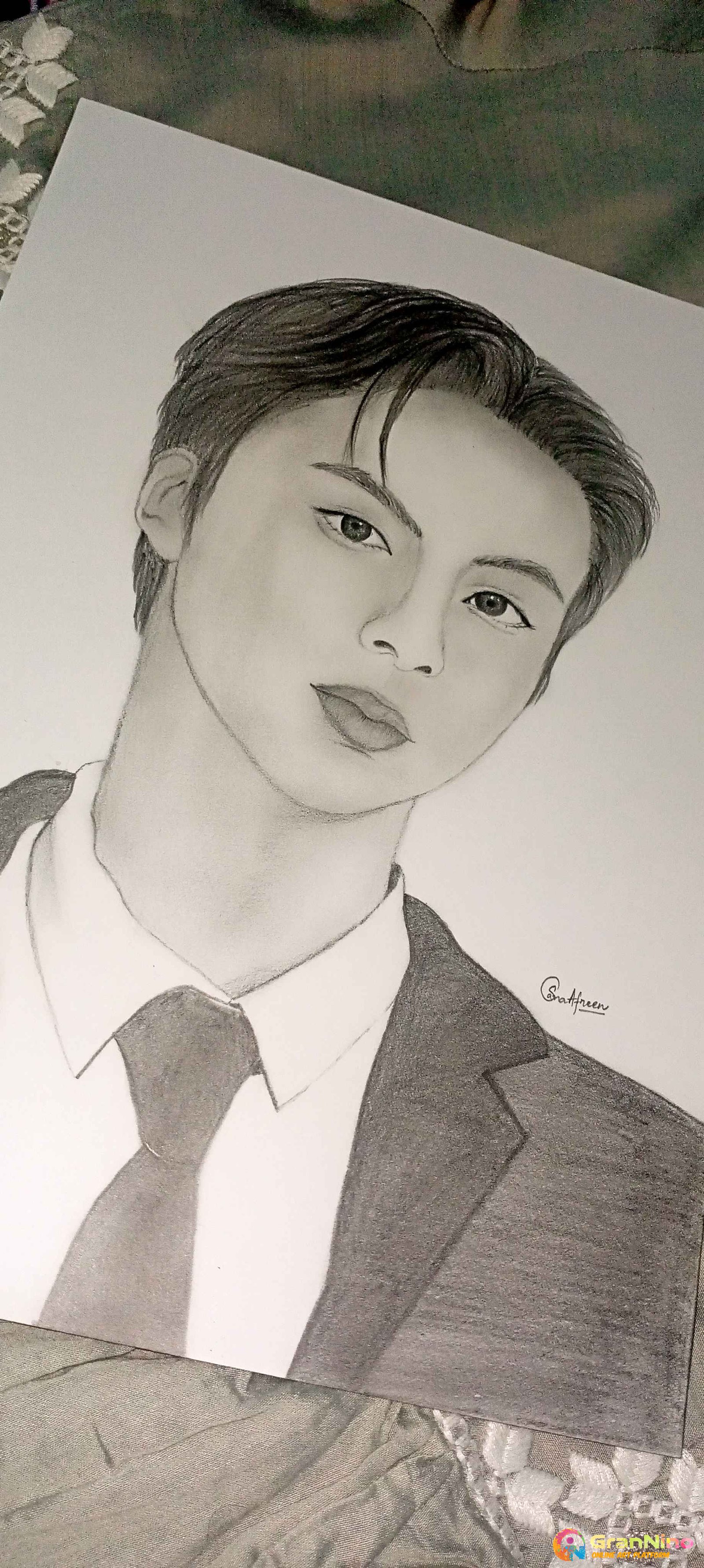 Painting Of Seokjin In Graphite Pencil Size A4 Sq