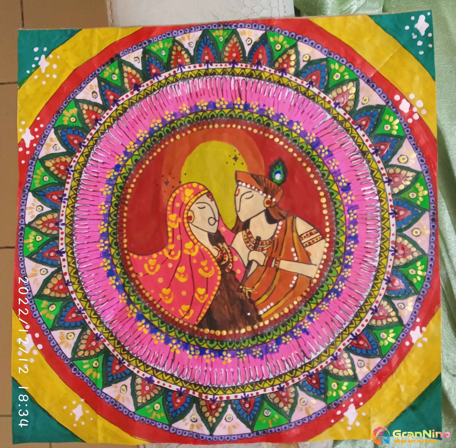 Painting Of Mandala In Canvas Sheets Size 20 Cm Sq Cm