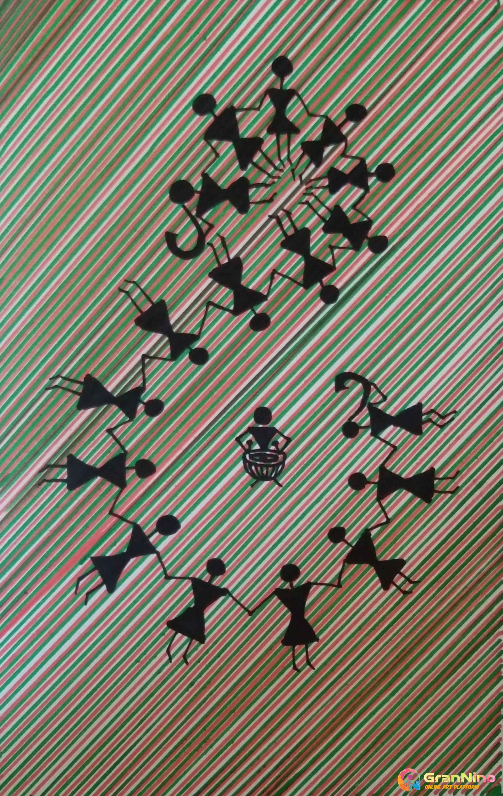 Painting Of Warli Art Of Family In Warli Size A4 Sq Cm