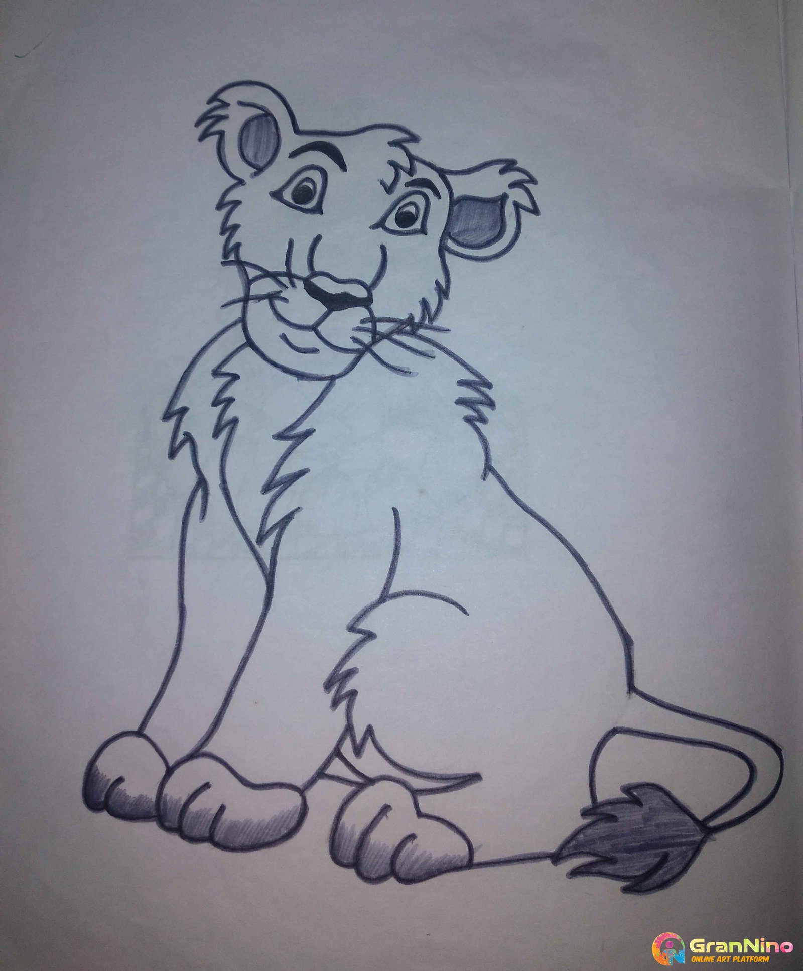 Painting Of Cuty Tiger In Pencil And Paper Work Size A4