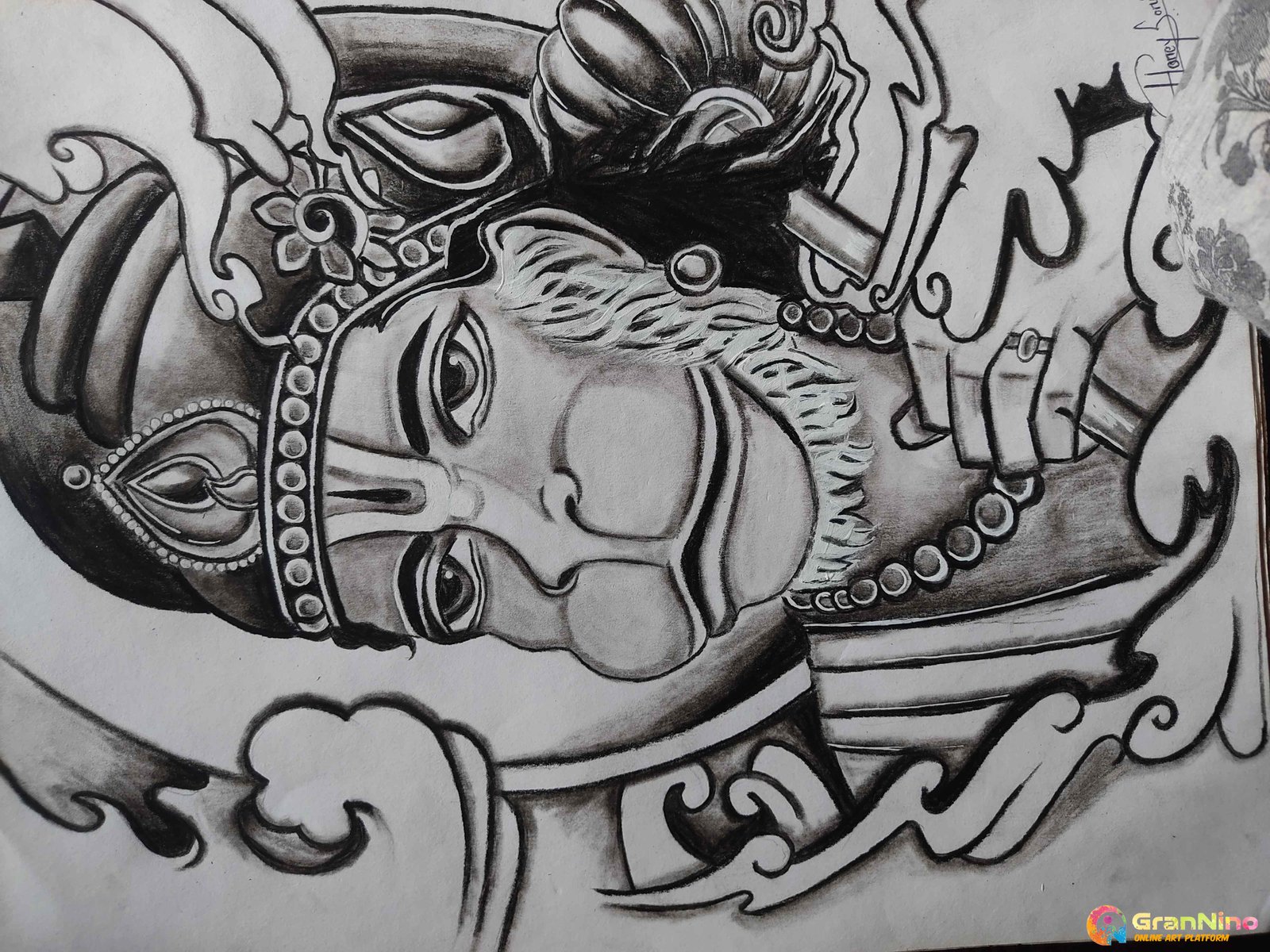 Hanuman Bajrangbali Original Pencil Drawing by Samira Ranga | Saatchi Art-sonthuy.vn