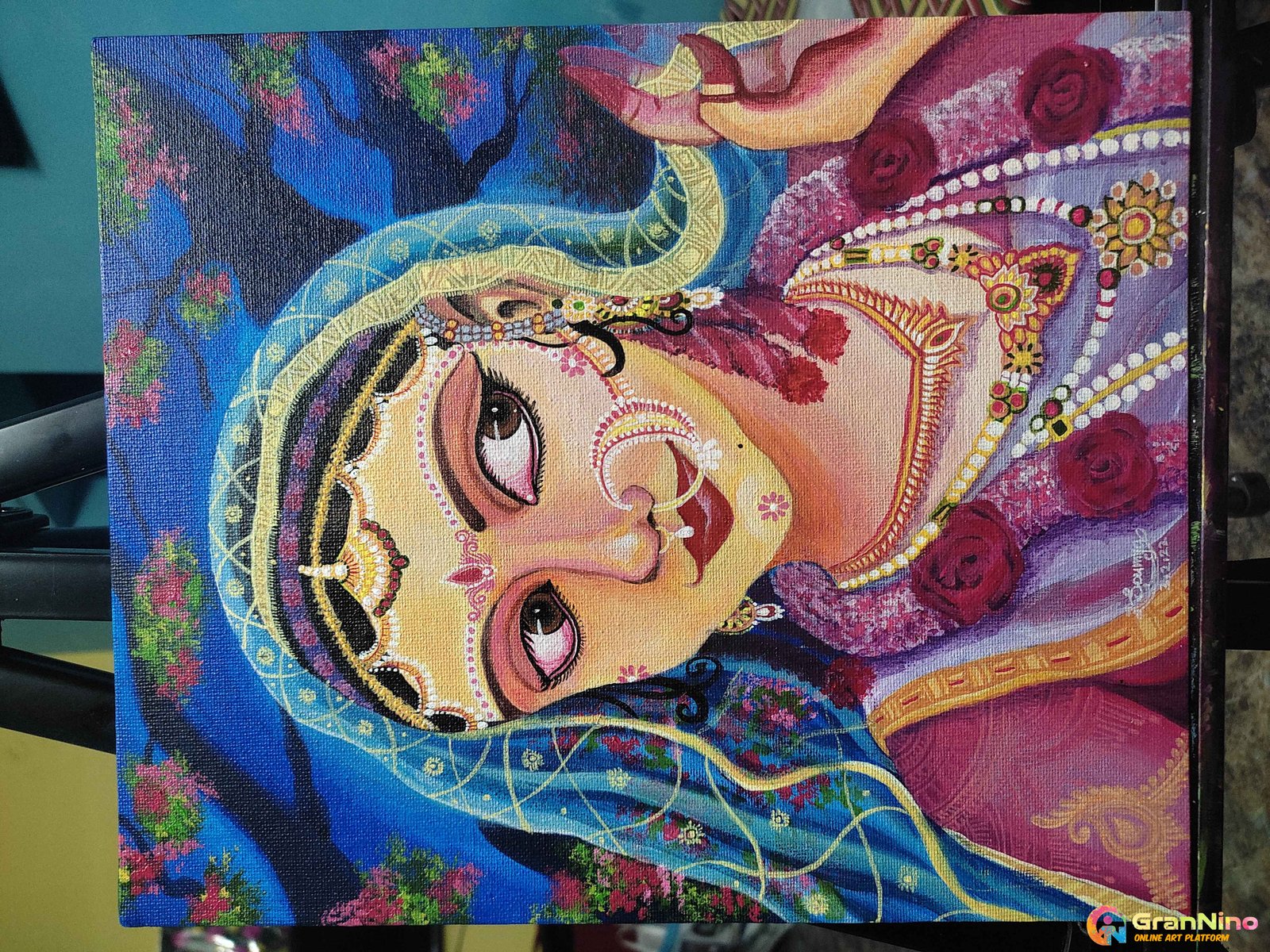 Radha Rani Painting From Acrylic Colours Canvas