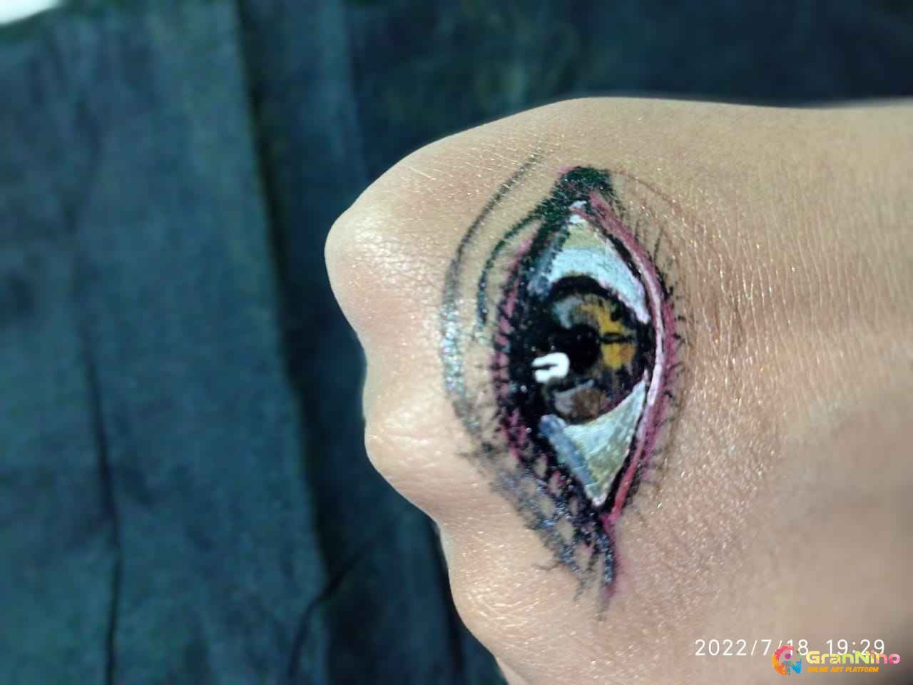 Painting Of Eye Tattoo Art In Acrylic Paint Size 714 Sq Cm