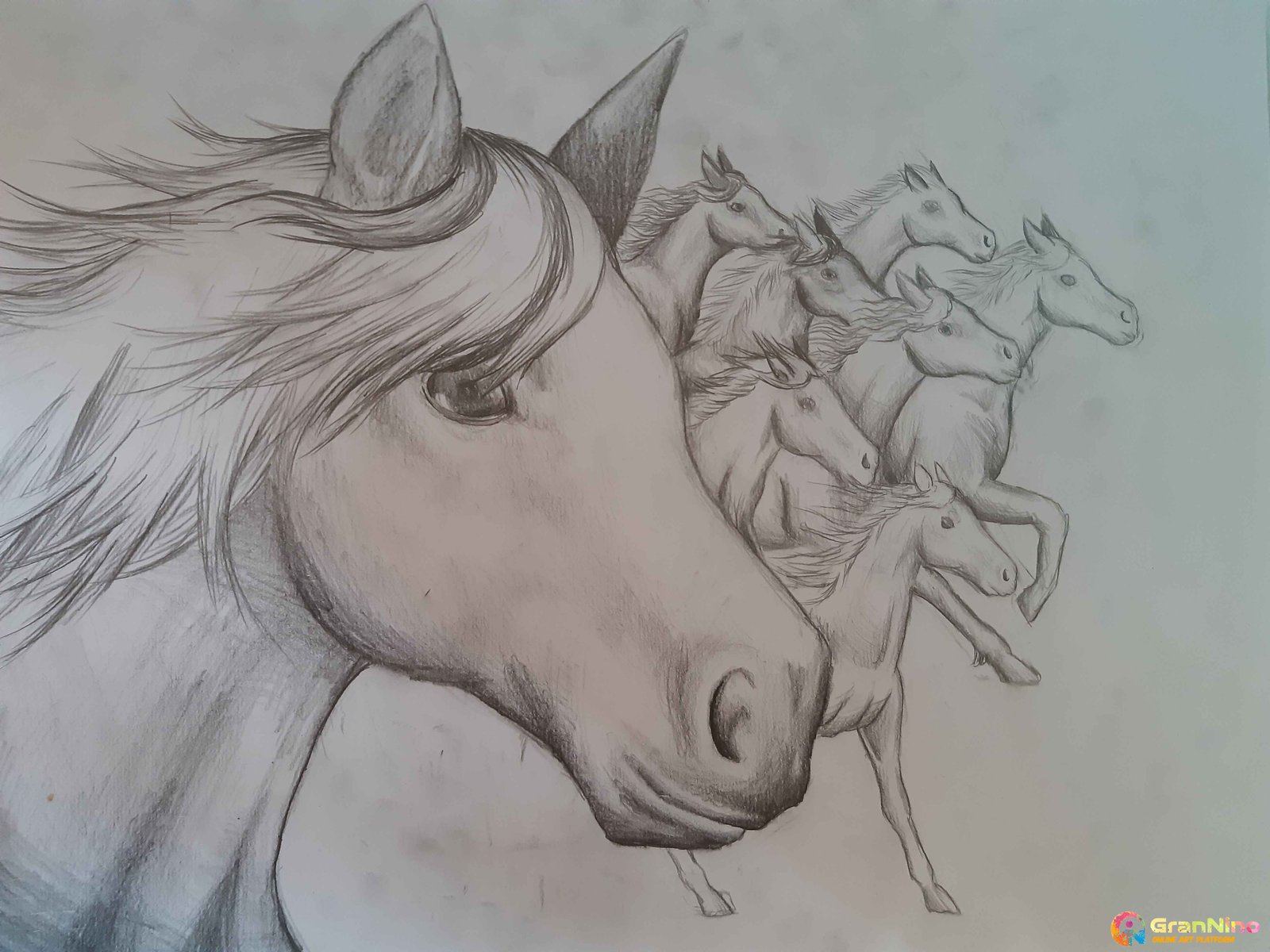 A Penicillin Drawing With Horses Inspired By A Similar