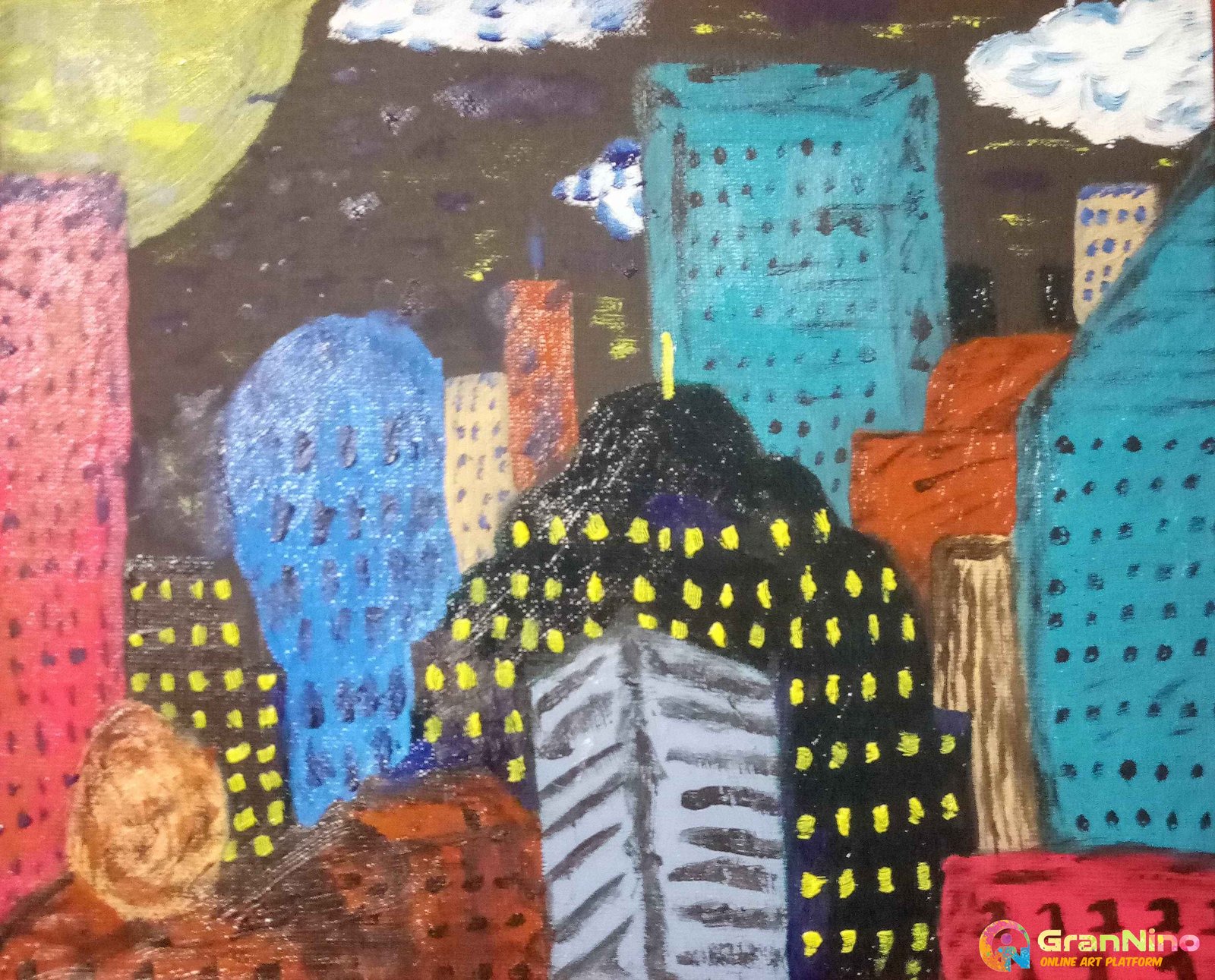 Painting Of City Night Life In Royalartssimdifcom Size